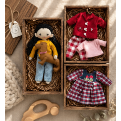 Mini Rag Doll and Dog Sewing Pattern PDF – Small Doll with Clothes (5.5 inches)