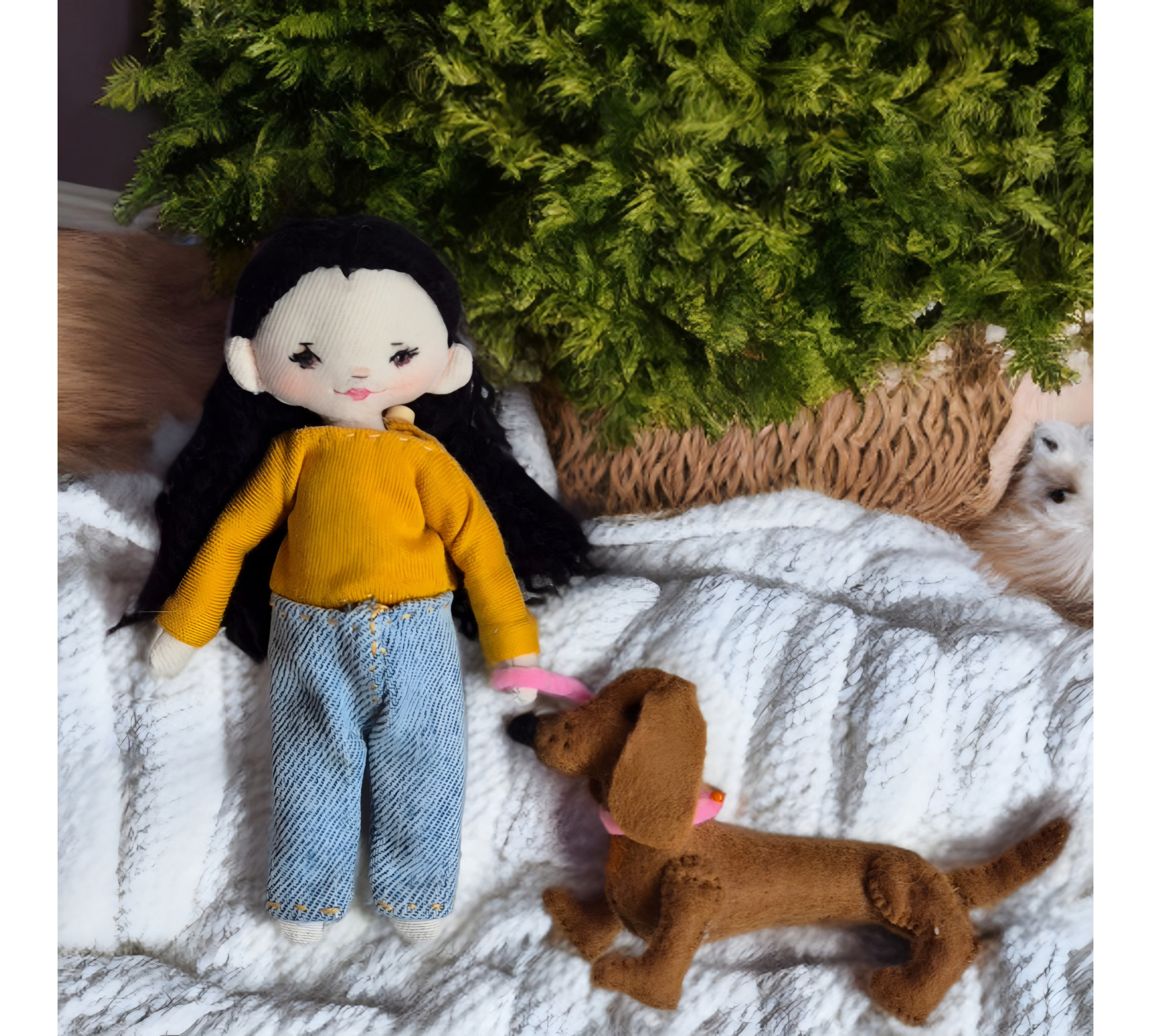 Mini Rag Doll and Dog Sewing Pattern PDF – Doll with Clothes