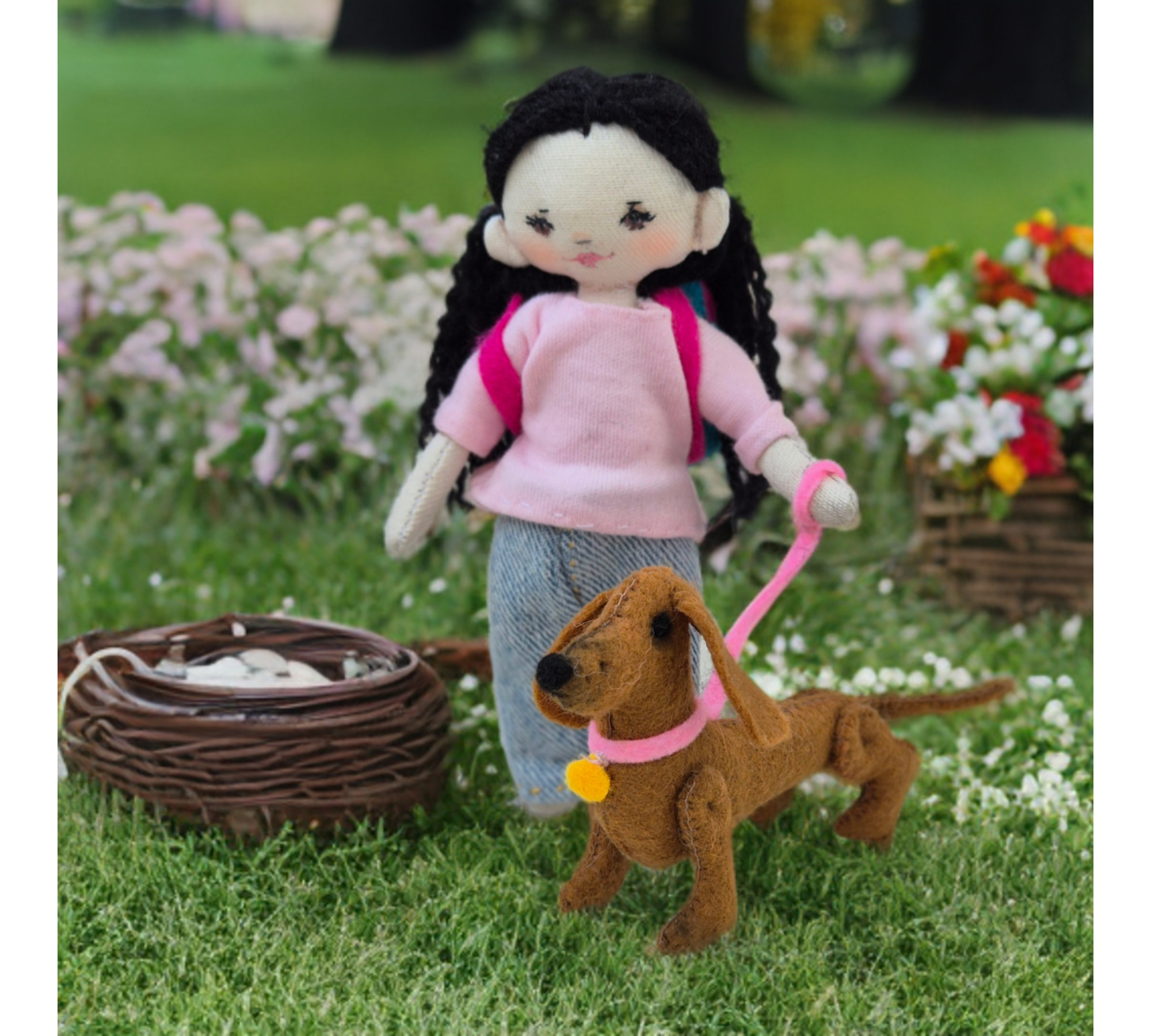 Mini Rag Doll and Dog Sewing Pattern PDF – Doll with Clothes