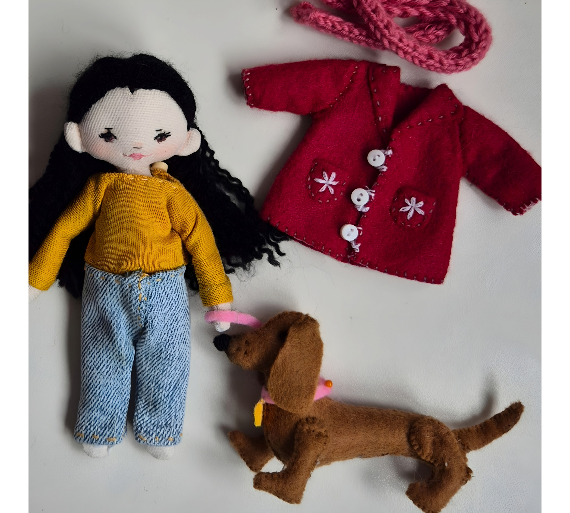 Mini Rag Doll and Dog Sewing Pattern PDF – Doll with Clothes
