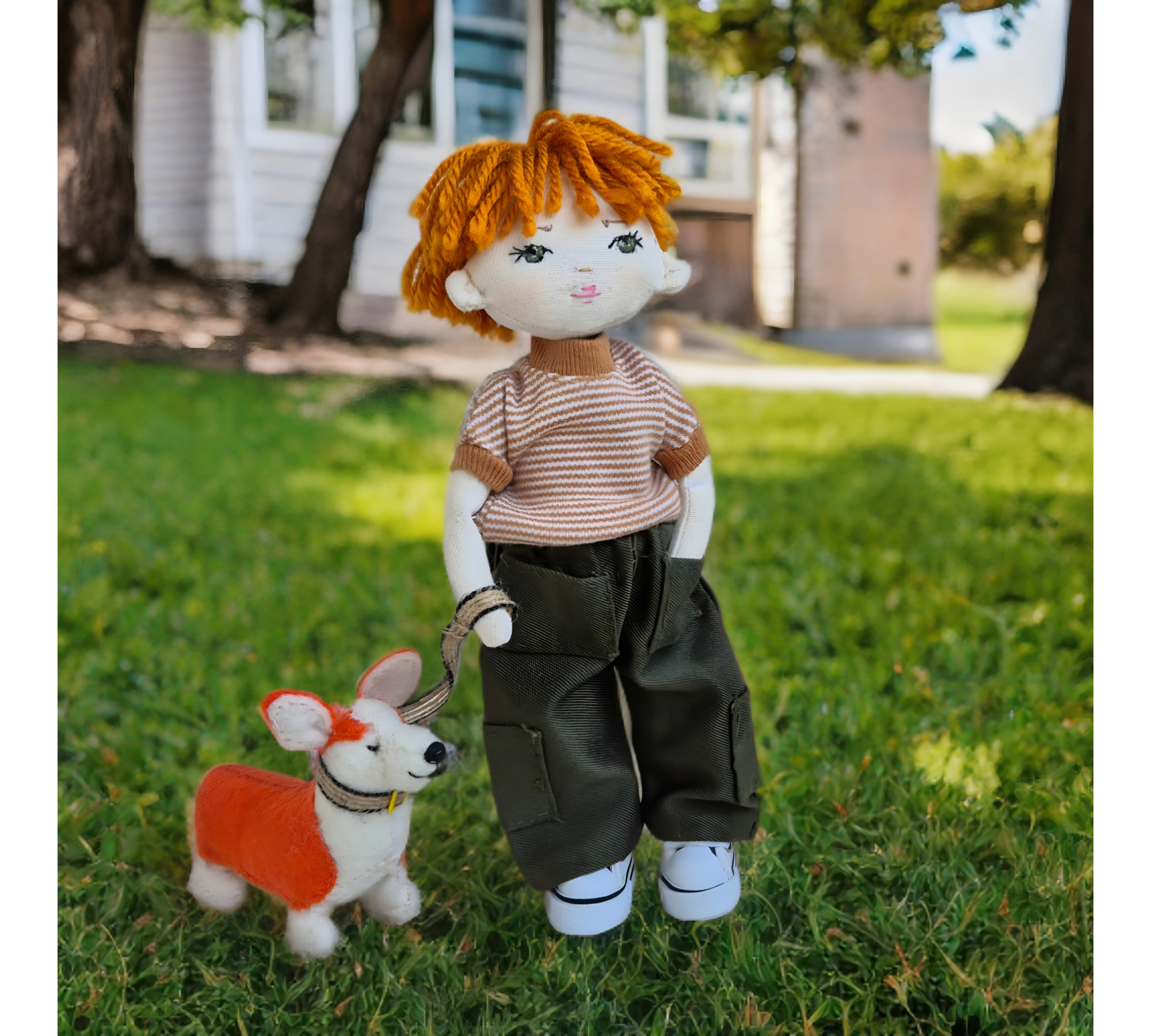 Rag Boy Doll Sewing Pattern PDF – Doll with Clothes and Corgi