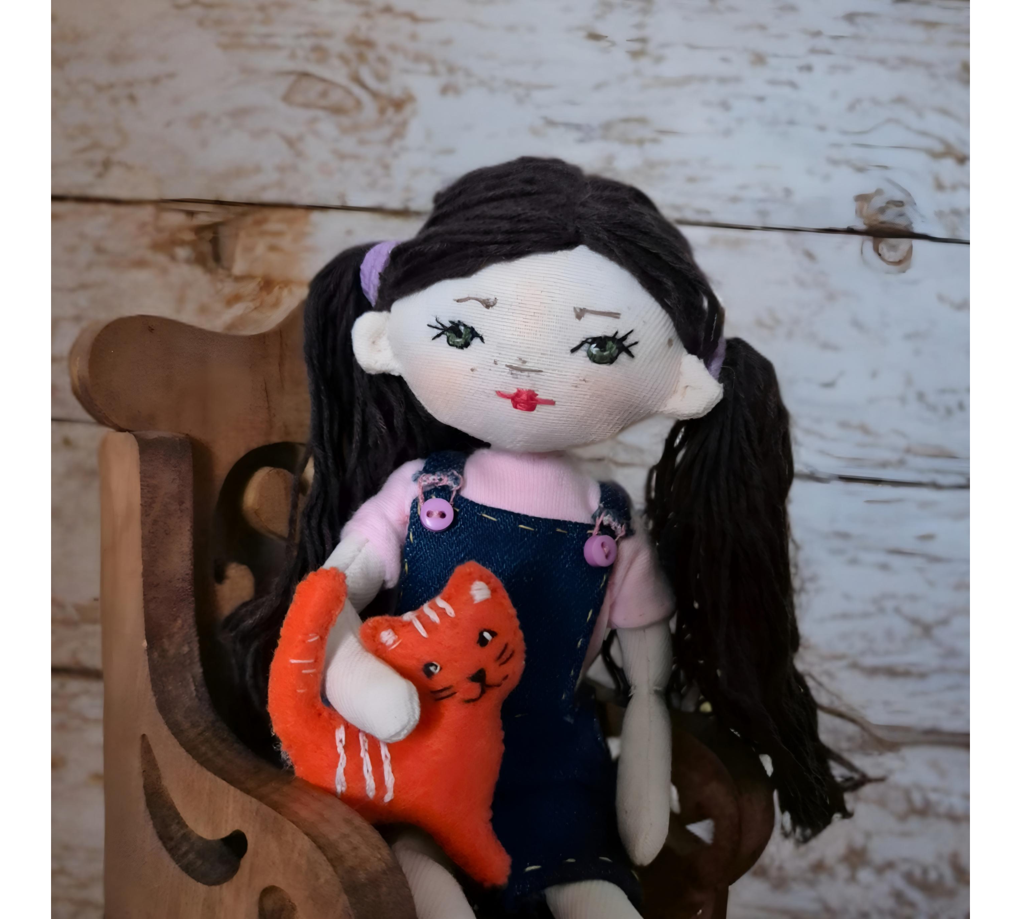 Mini Rag Doll Sewing Pattern PDF – Doll with Clothes and Cat