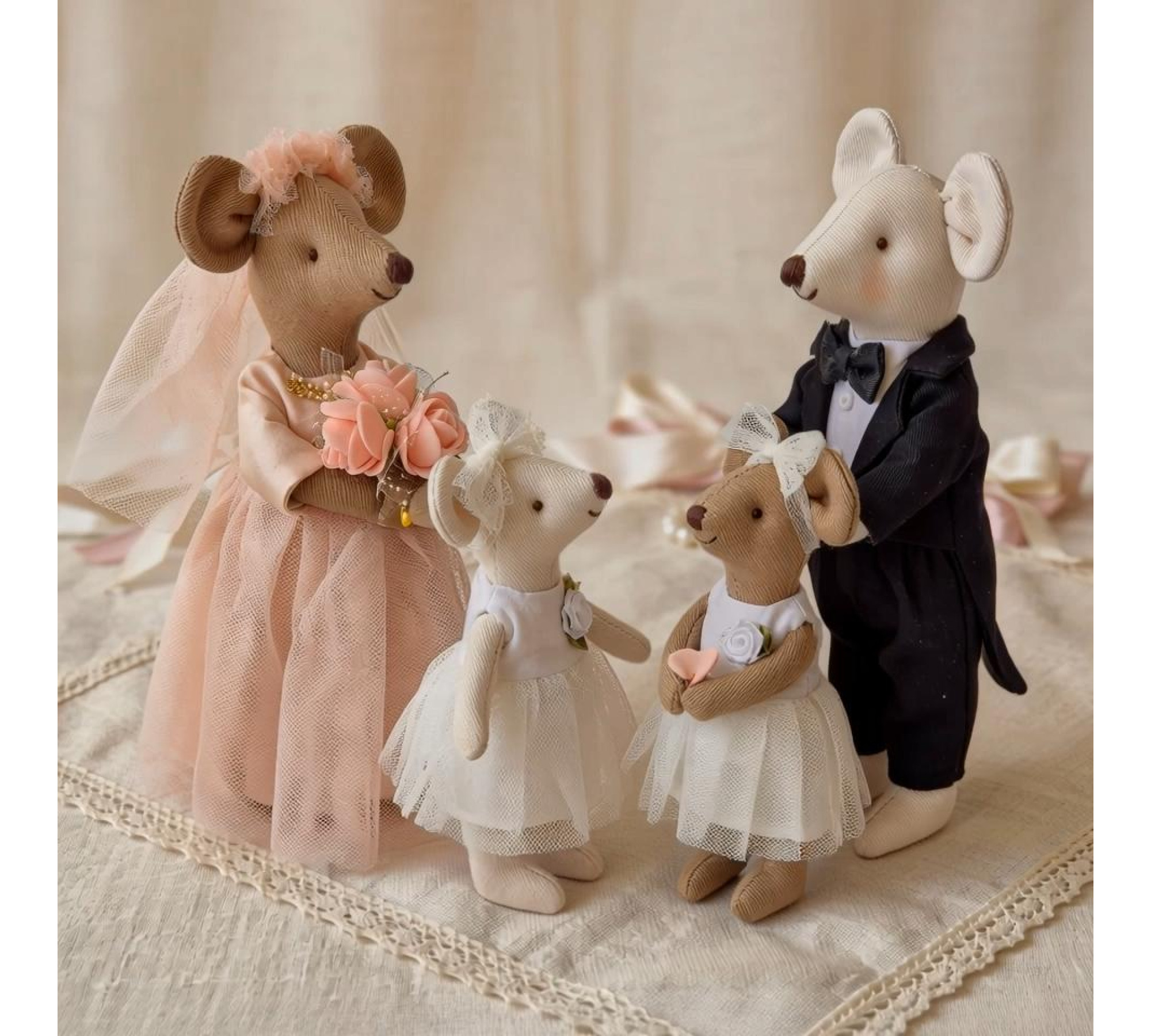 Wedding Mouse Sewing Pattern PDF – Bride and Groom Mouse Doll Tutorial with Clothes