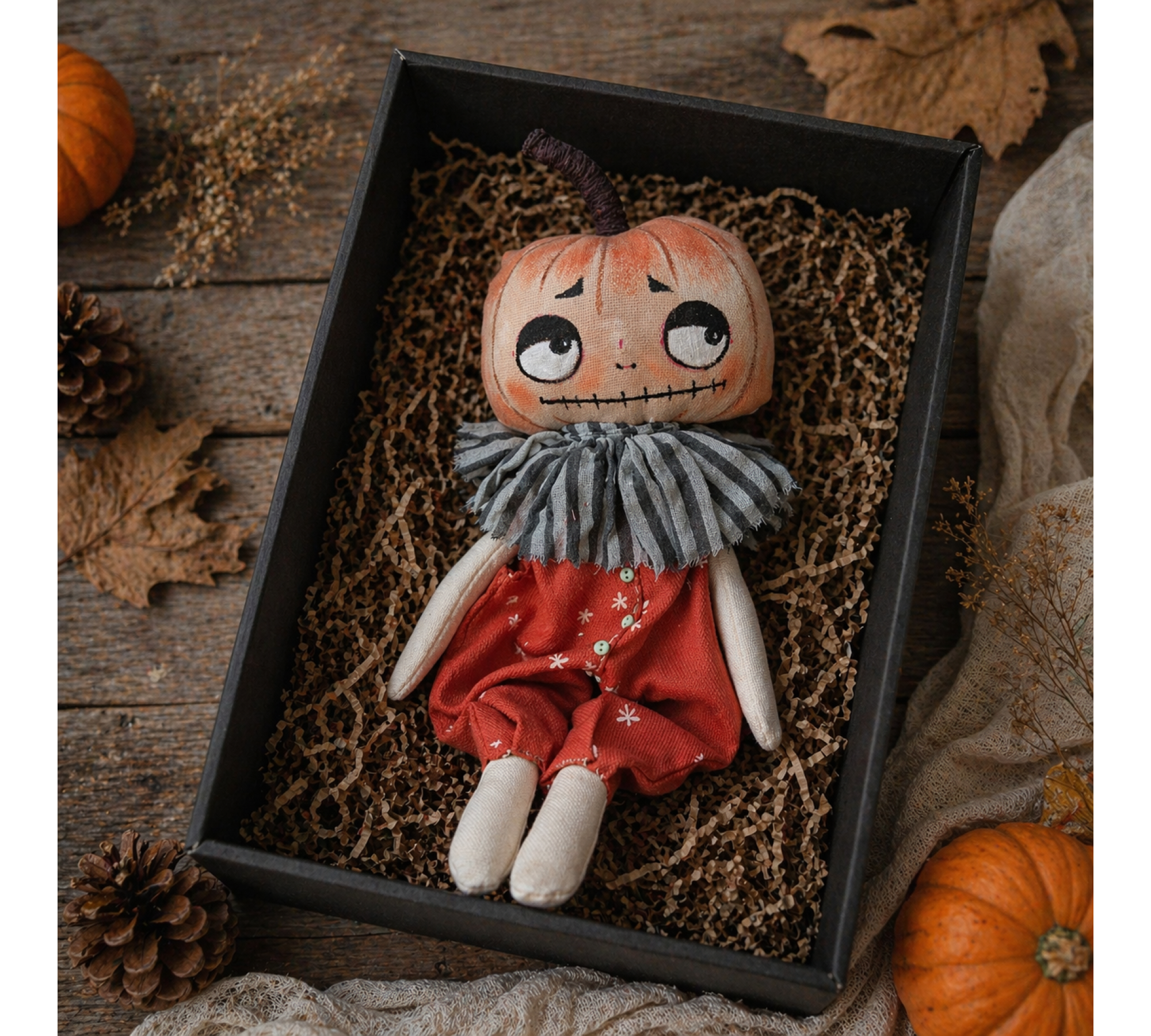 Pumpkin Rag Doll Sewing Pattern PDF – Halloween Doll with Clothes