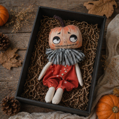 Pumpkin Rag Doll Sewing Pattern PDF – Halloween Doll with Clothes (11 inches)