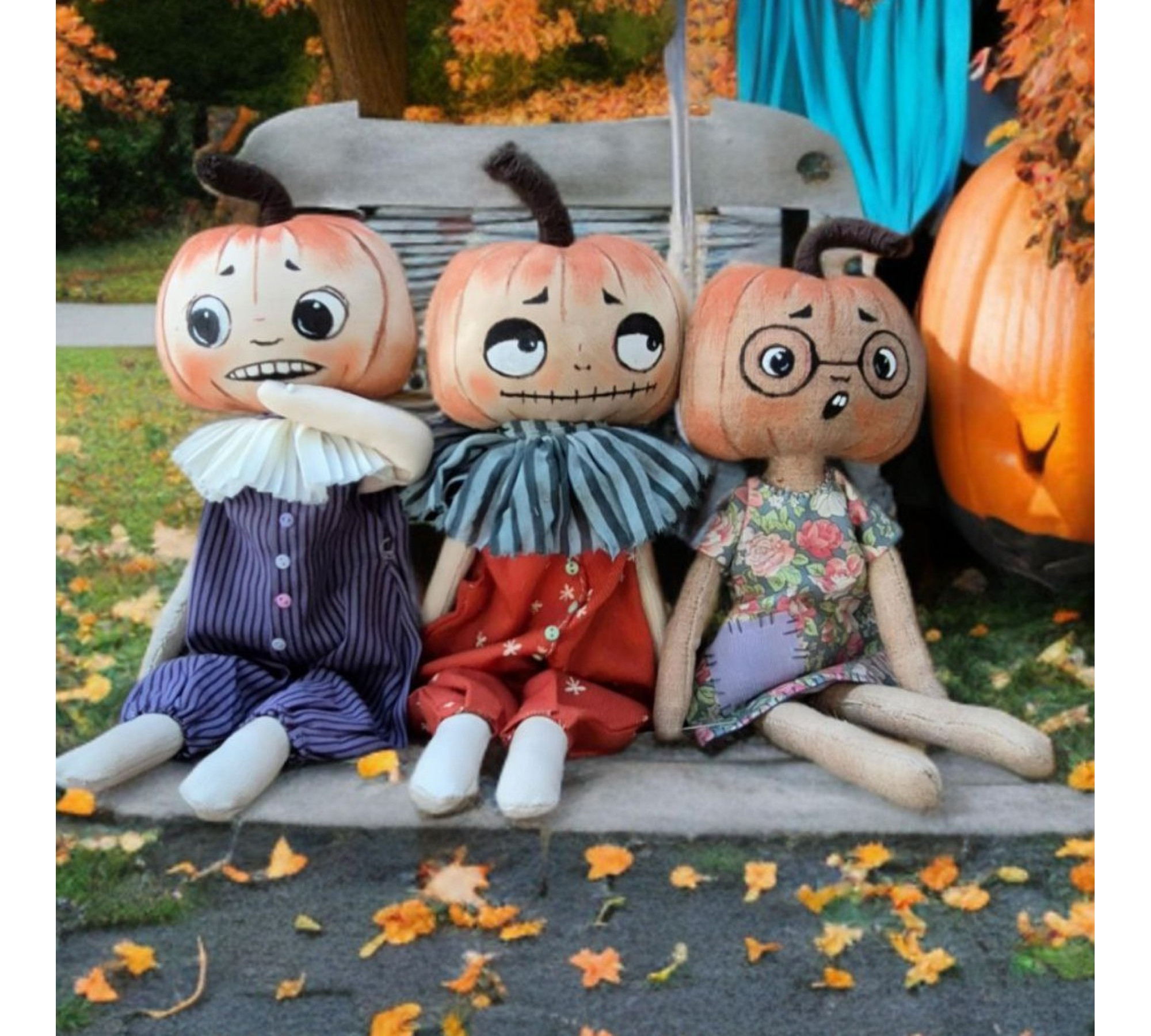 Pumpkin Rag Doll Sewing Pattern PDF – Halloween Doll with Clothes
