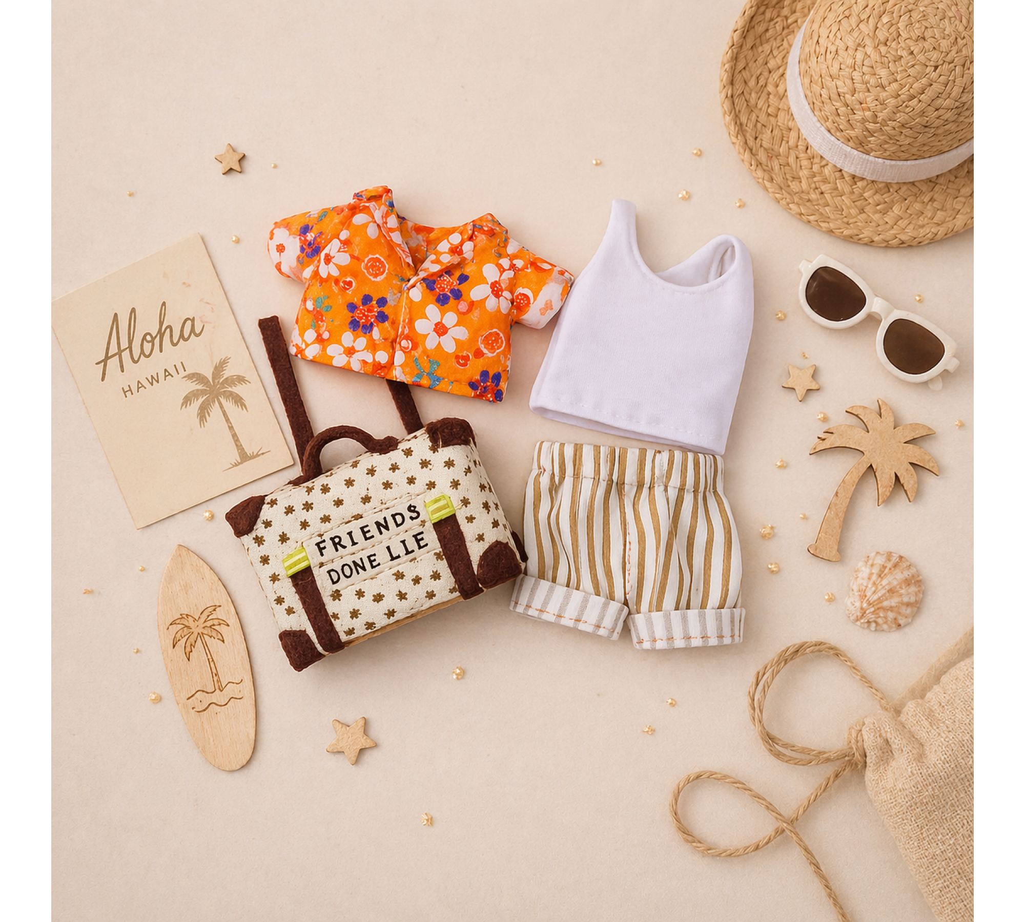Hawaii Mouse Family Sewing Pattern PDF – Mice with Clothes and Accessories