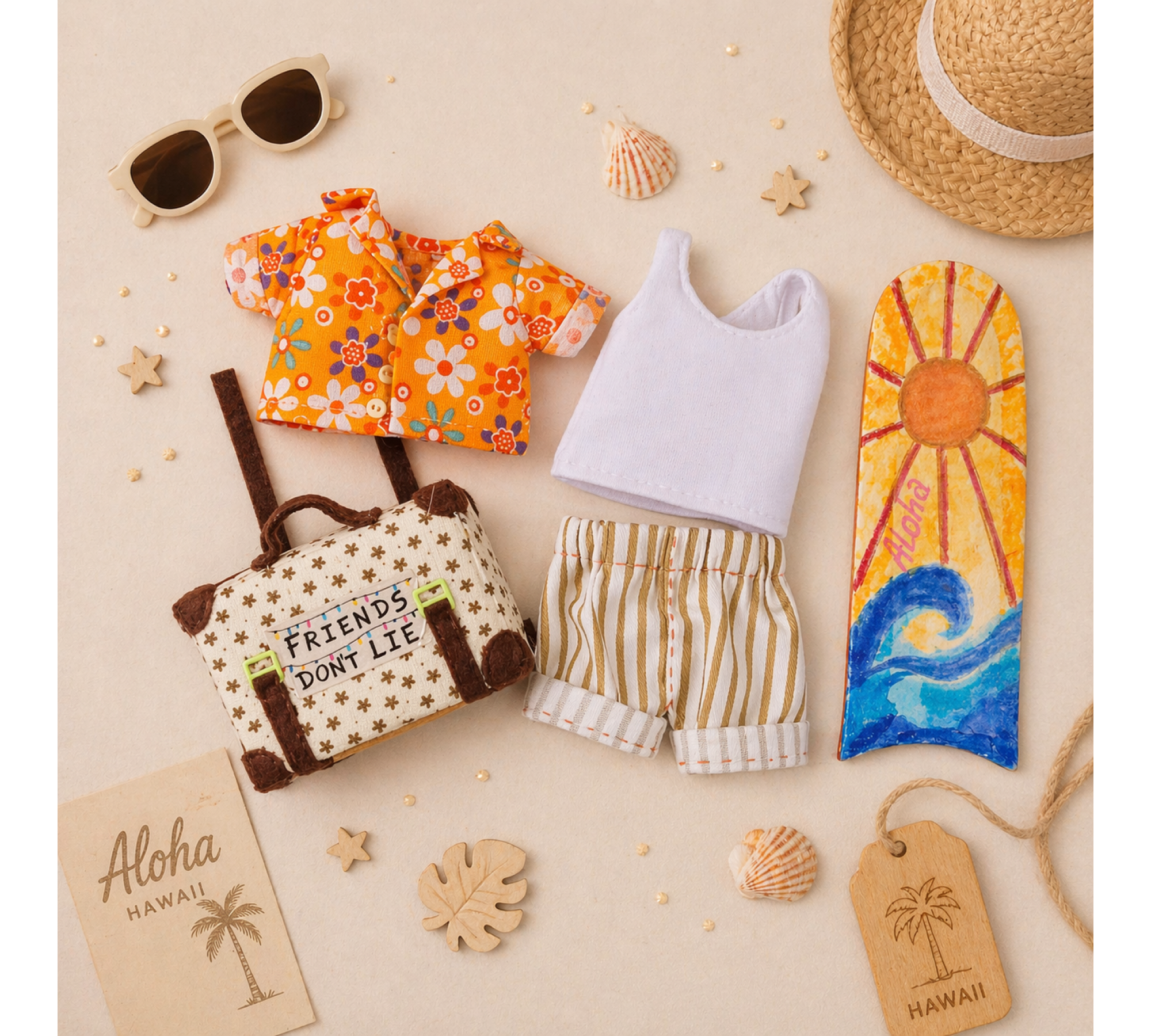 Hawaii Mouse Family Sewing Pattern PDF – Mice with Clothes and Accessories