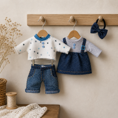 Mouse Doll Clothes Sewing Pattern PDF – Tiny Jeans, Long Sleeve Shirt and Sundress