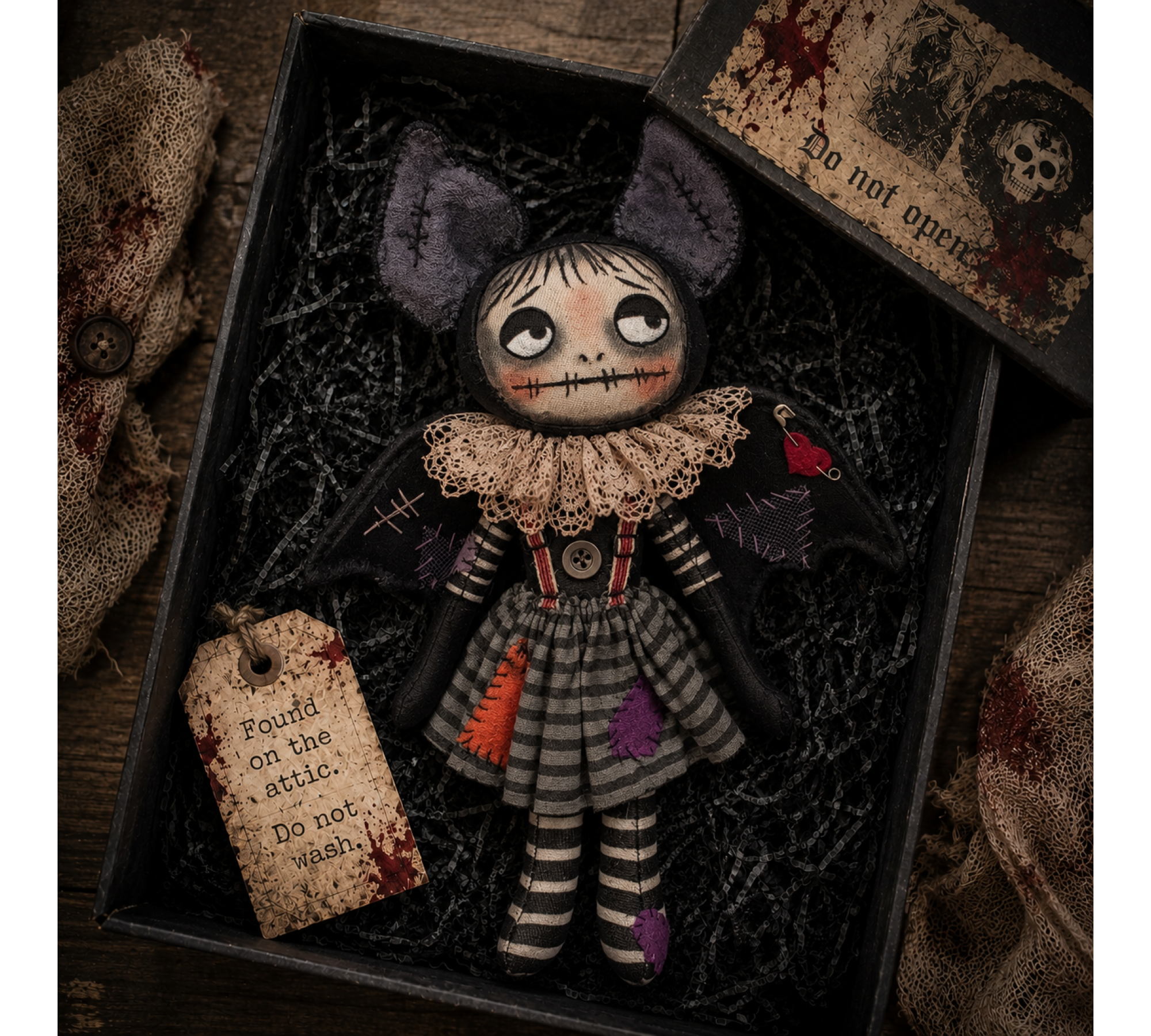 Halloween Bat Doll Sewing Pattern PDF – Primitive Attic Cloth Doll