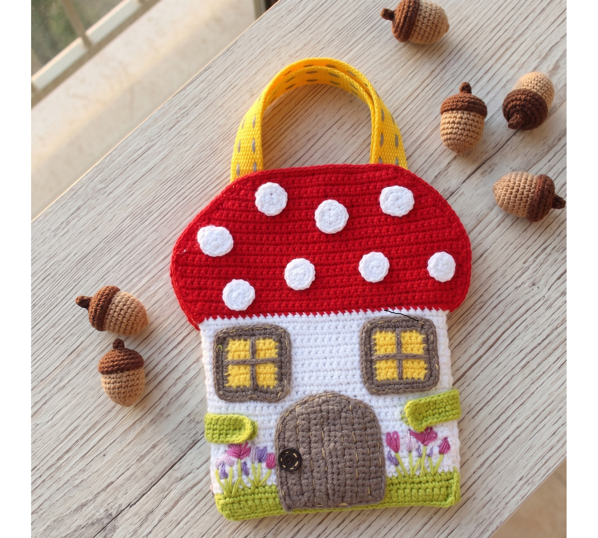 Mushroom House Bag Crochet Pattern PDF – Dollhouse Purse
