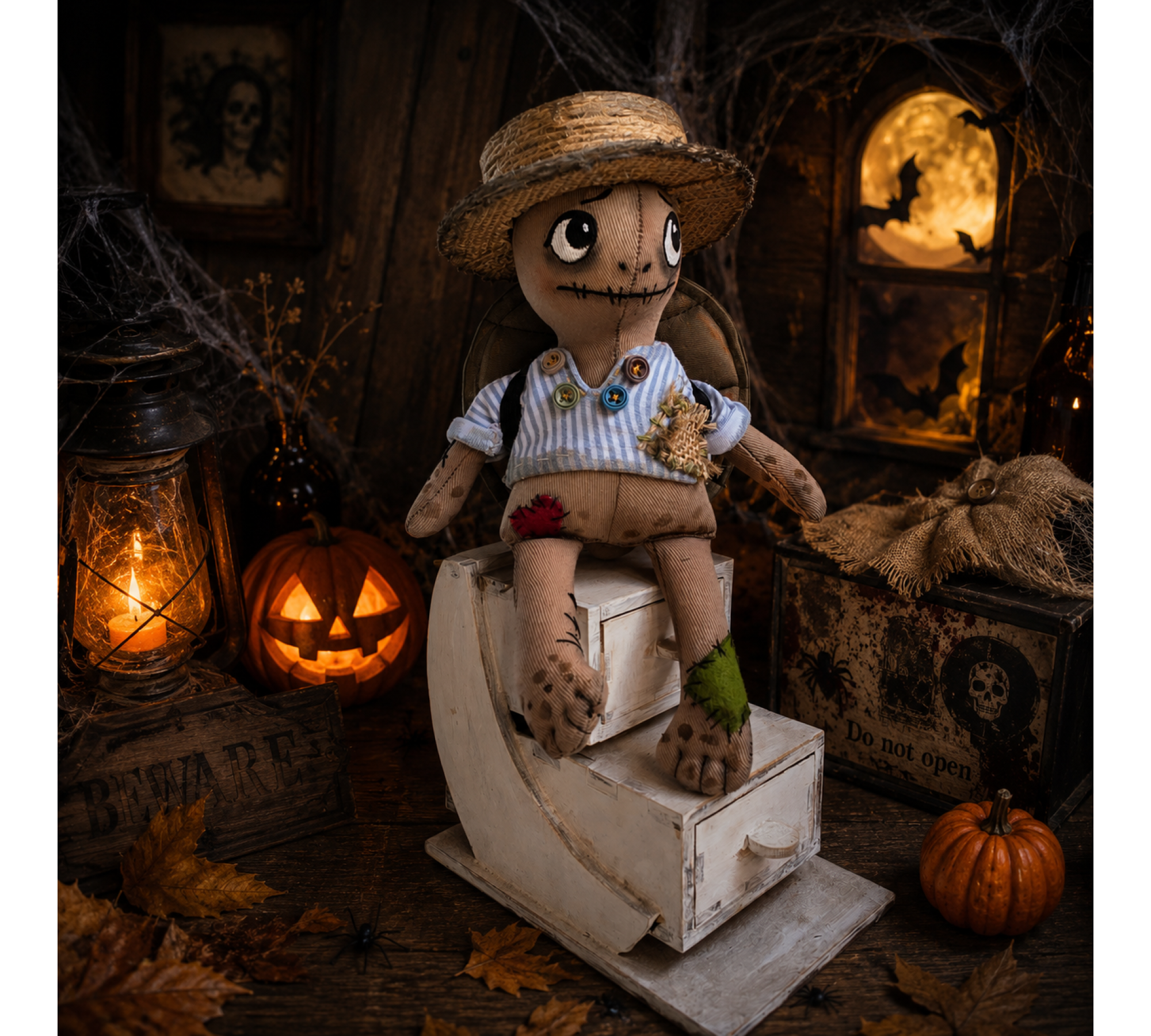 Halloween Turtle Doll Sewing Pattern PDF – Primitive Attic Cloth Doll