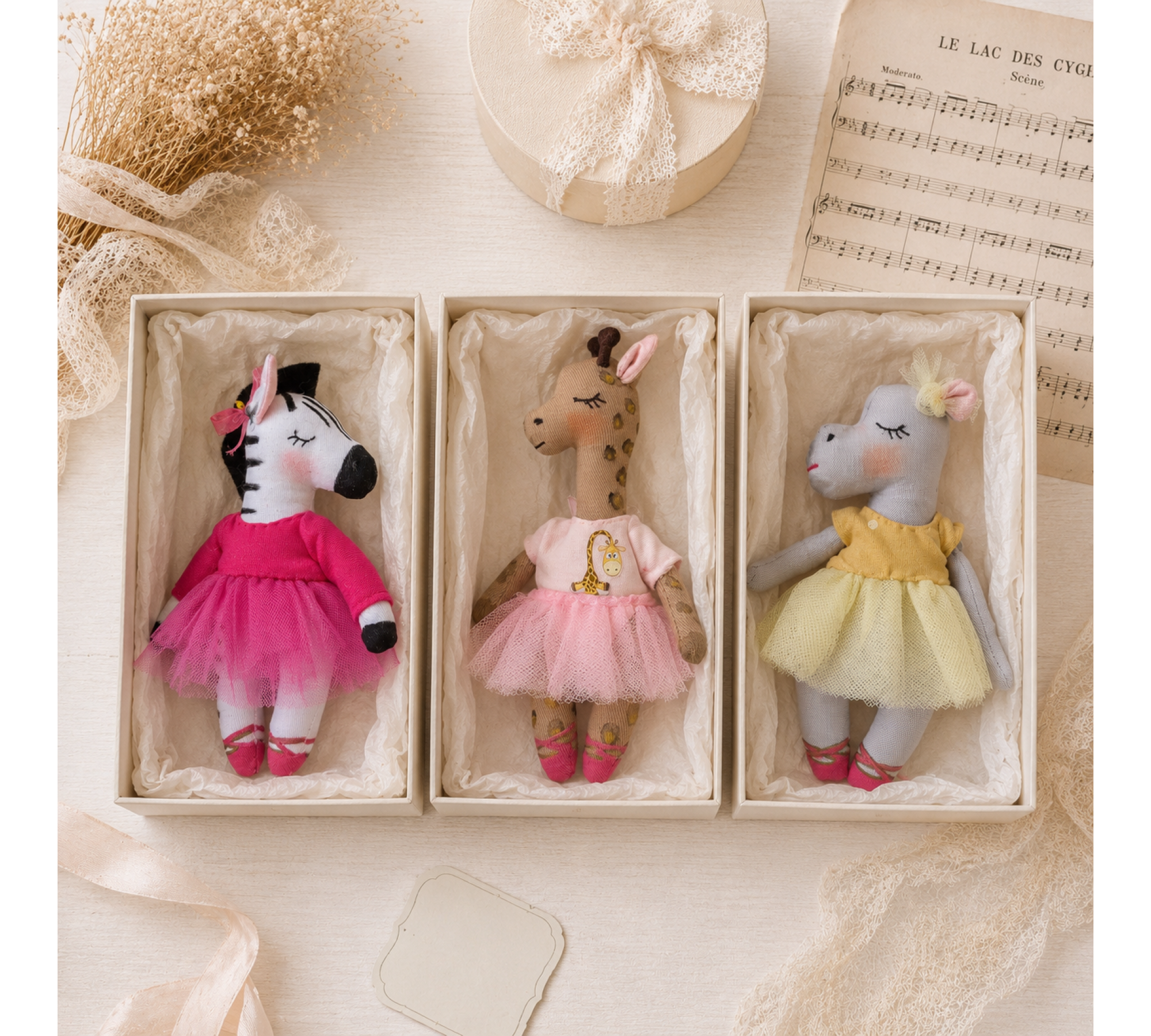 Ballet Animal Sewing Pattern PDF – Zebra, Giraffe & Hippo Dolls
