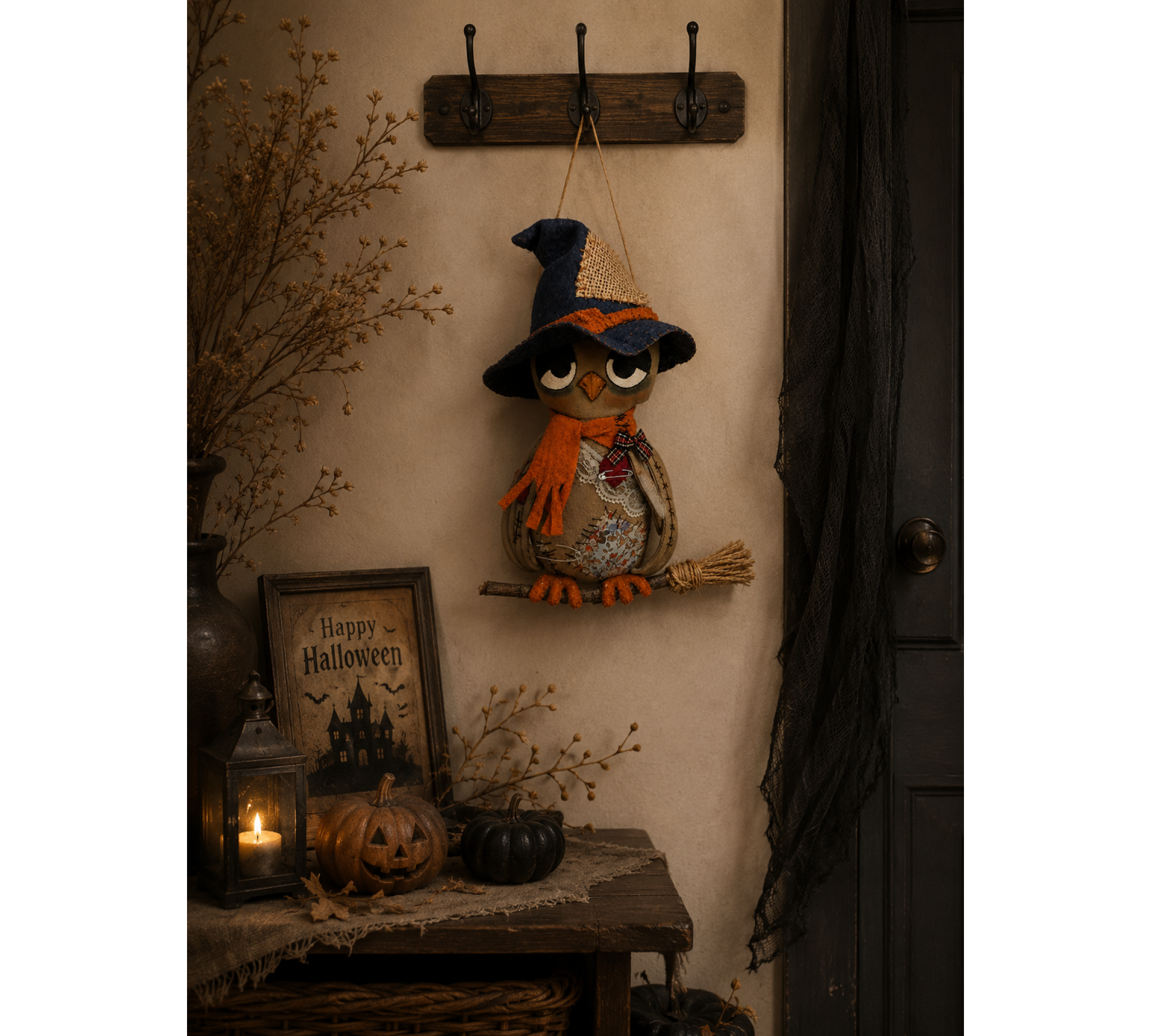 Halloween Owl Sewing Pattern PDF – Primitive Attic Decor Doll