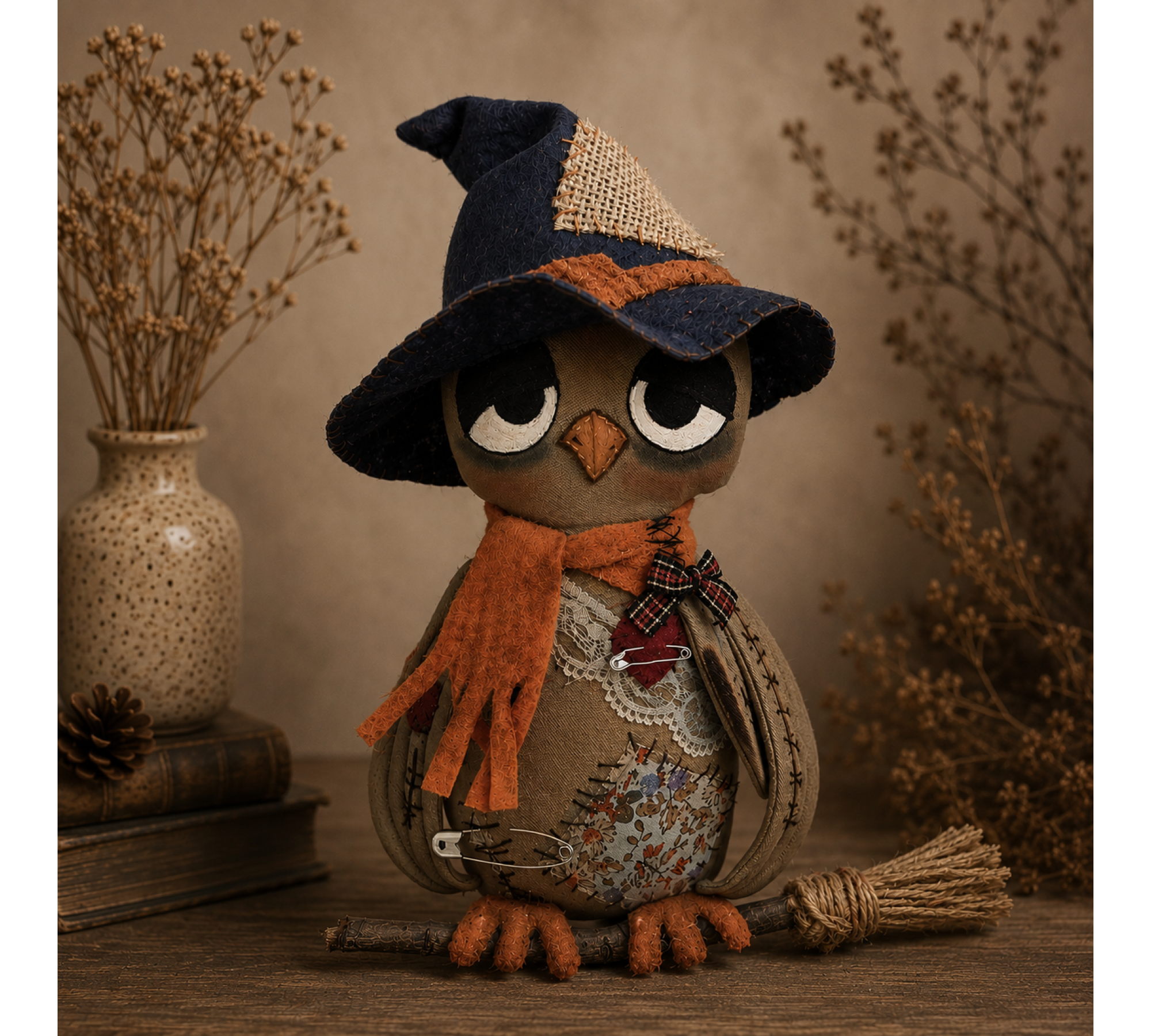 Halloween Owl Sewing Pattern PDF – Primitive Attic Decor Doll