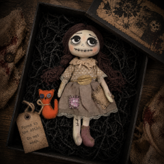 Halloween Attic Doll Sewing Pattern PDF – Cloth Doll with Felt Cat