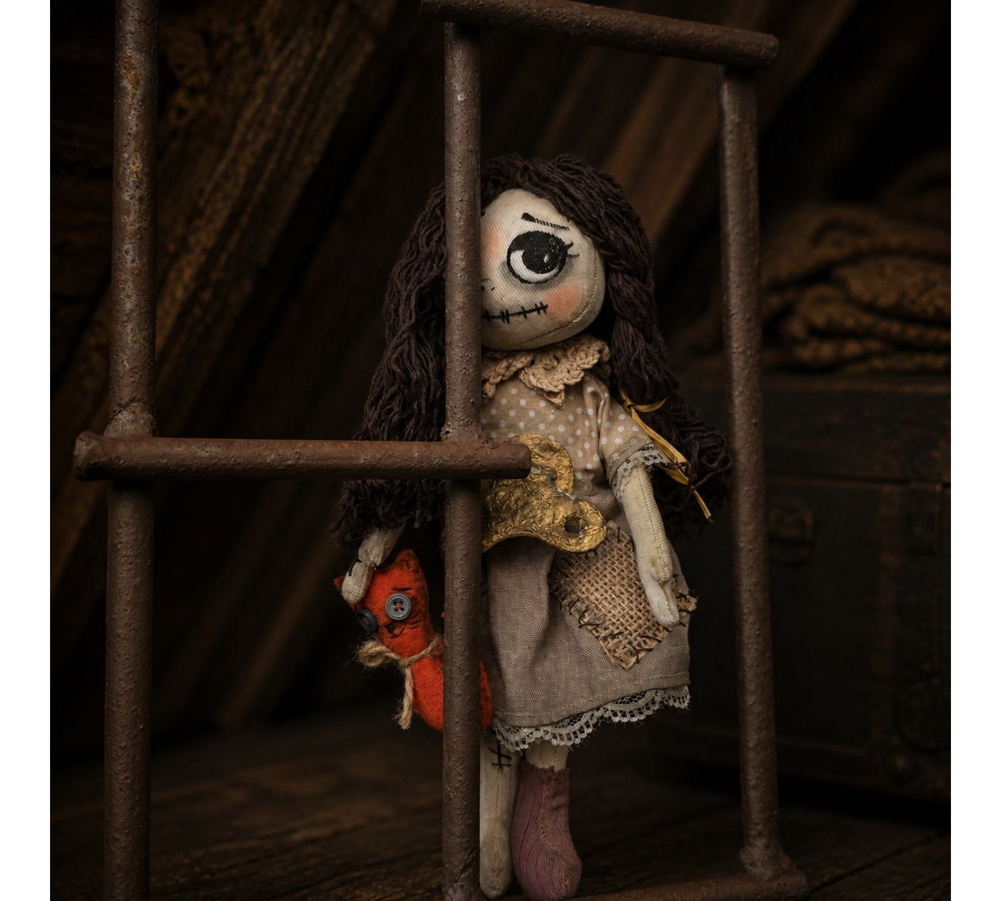 Halloween Attic Doll Sewing Pattern PDF – Cloth Doll with Felt Cat