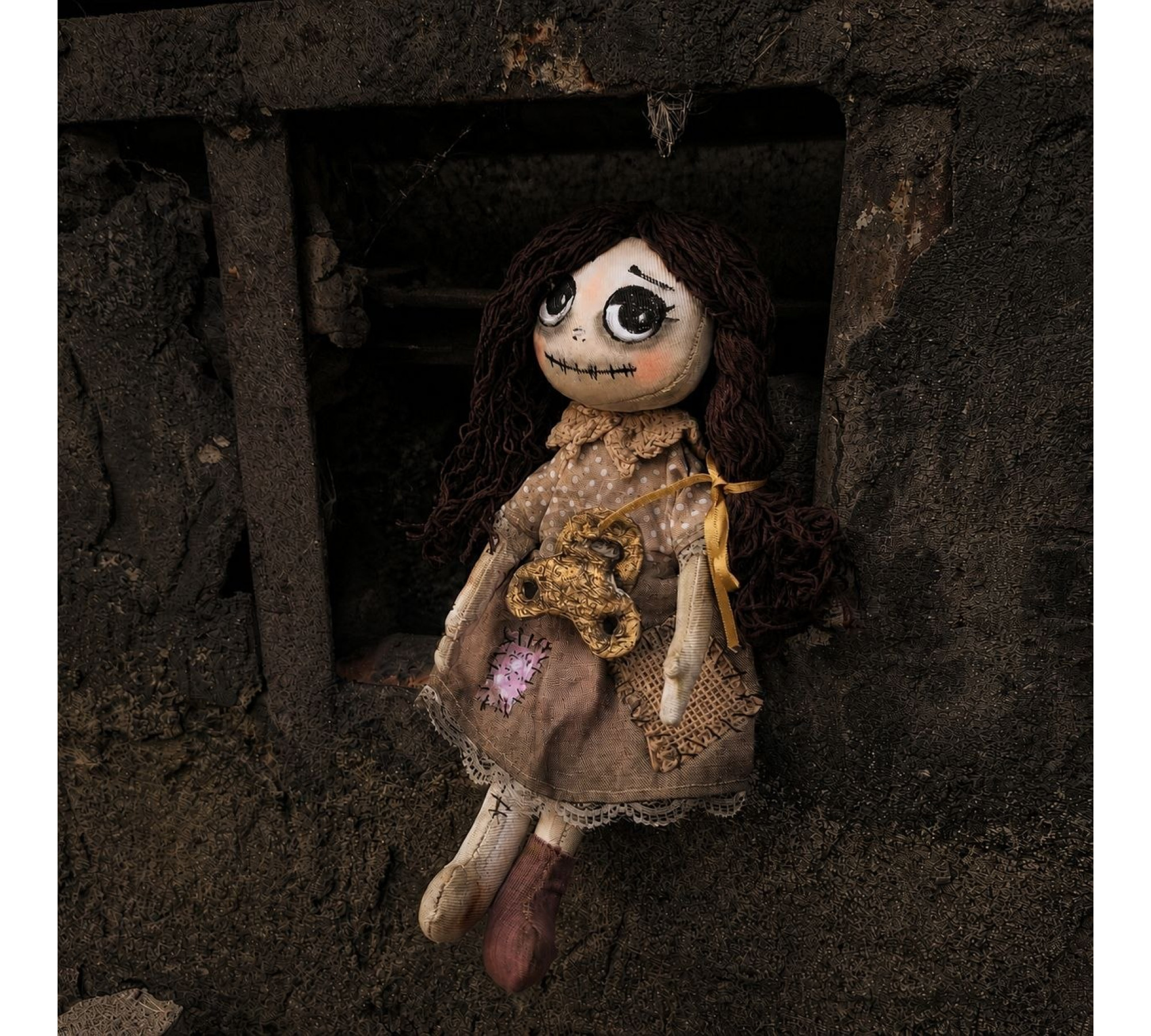 Halloween Attic Doll Sewing Pattern PDF – Cloth Doll with Felt Cat