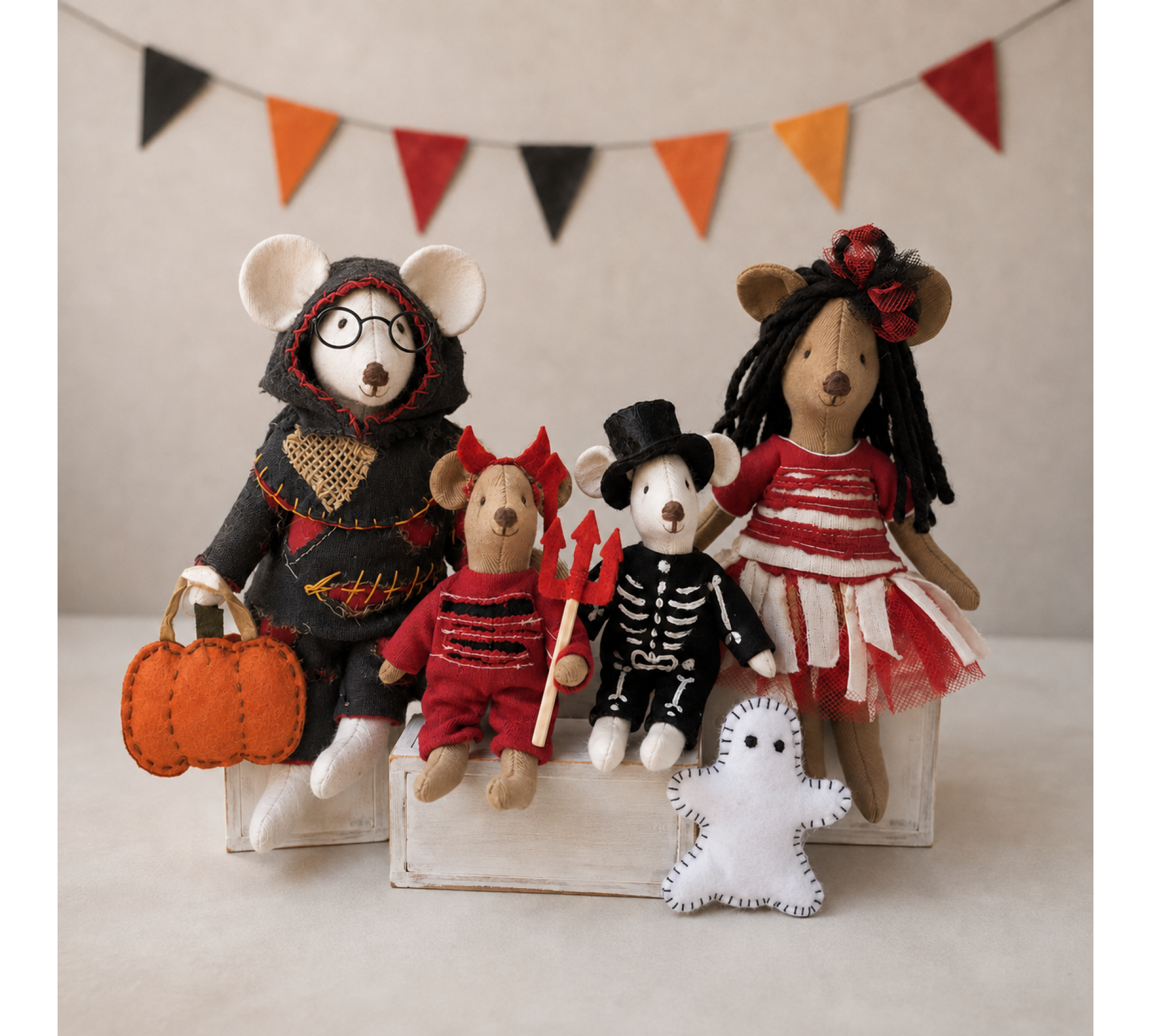 Halloween Mouse Family Sewing Pattern PDF – Mice with Costumes