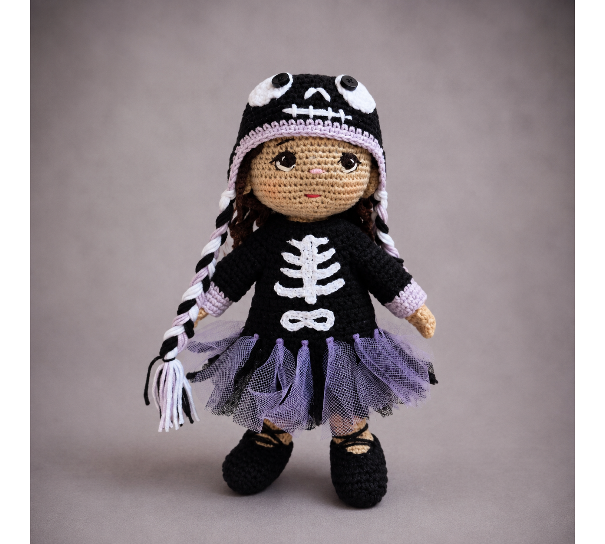 Halloween Crochet Doll Pattern PDF – Skeleton Ballerina Amigurumi