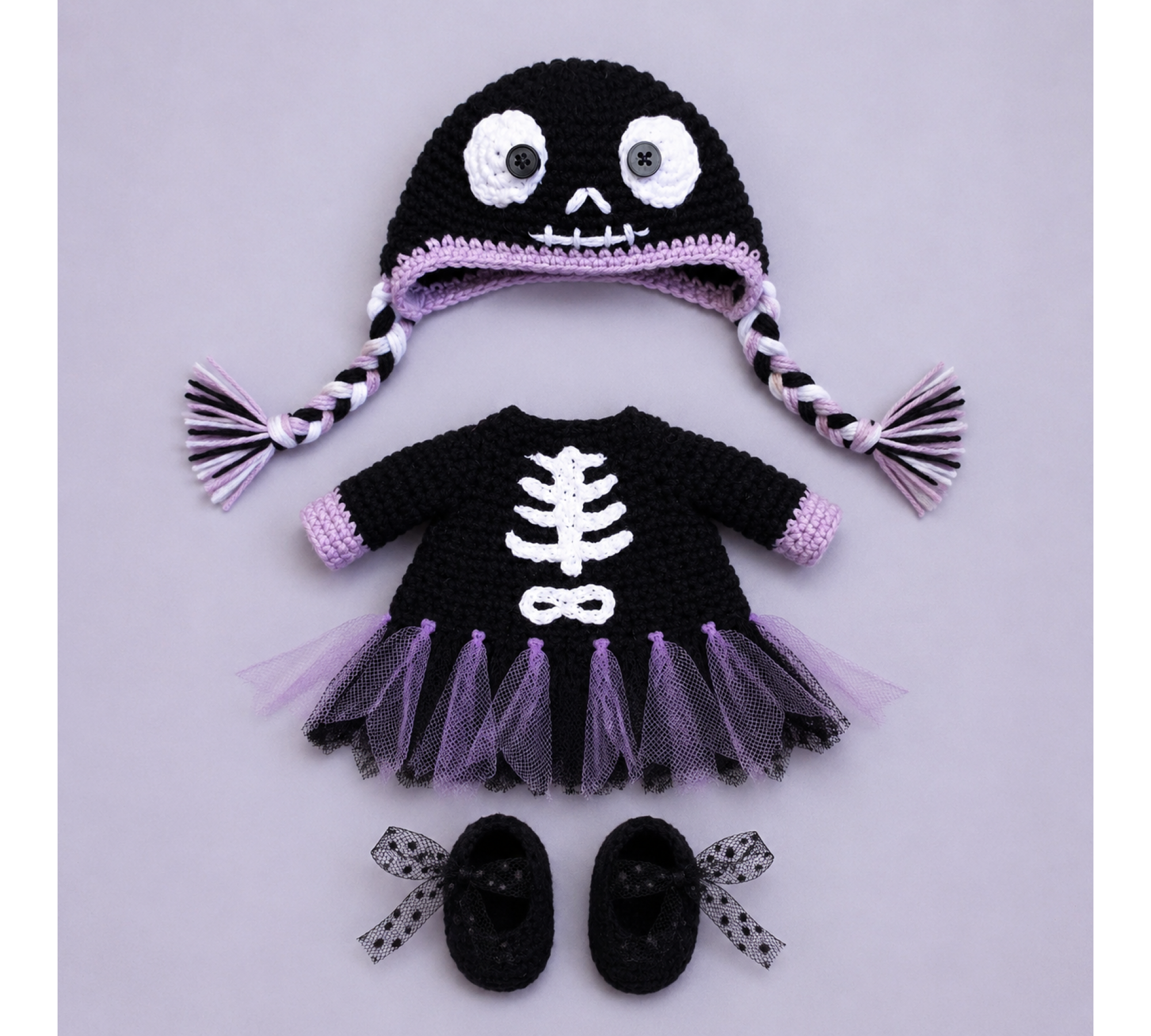 Halloween Crochet Doll Pattern PDF – Skeleton Ballerina Amigurumi