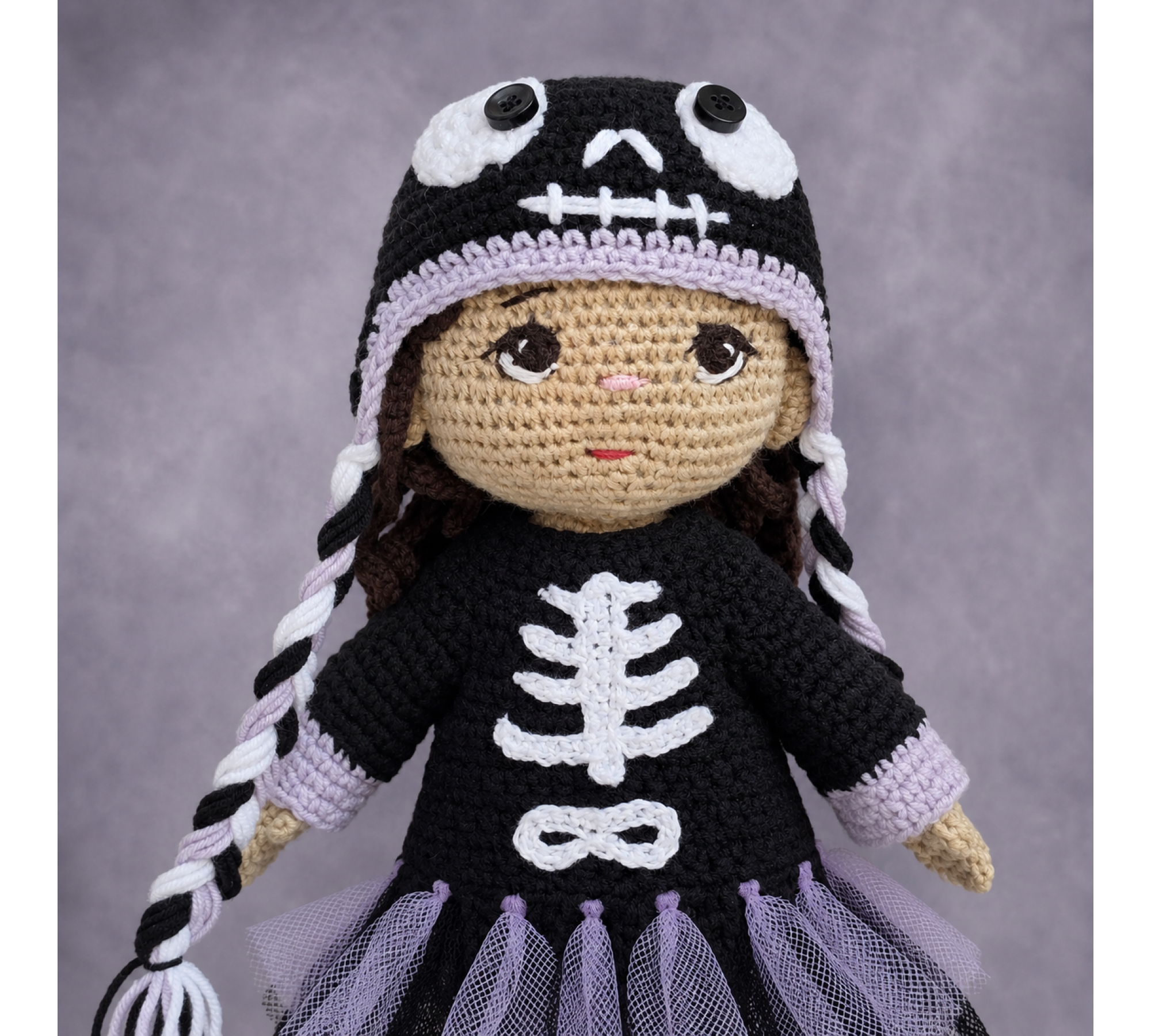 Halloween Crochet Doll Pattern PDF – Skeleton Ballerina Amigurumi