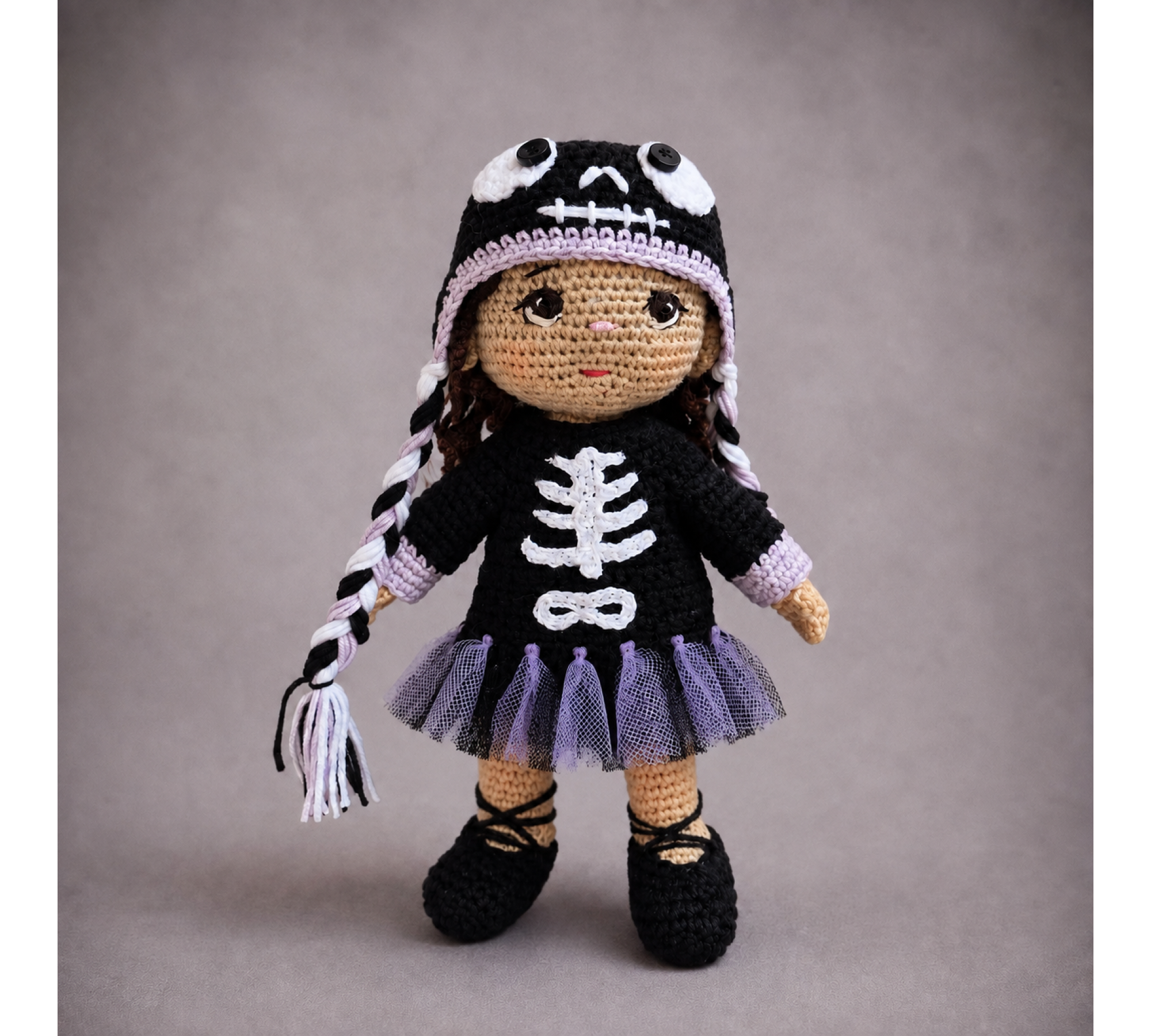 Halloween Crochet Doll Pattern PDF – Skeleton Ballerina Amigurumi