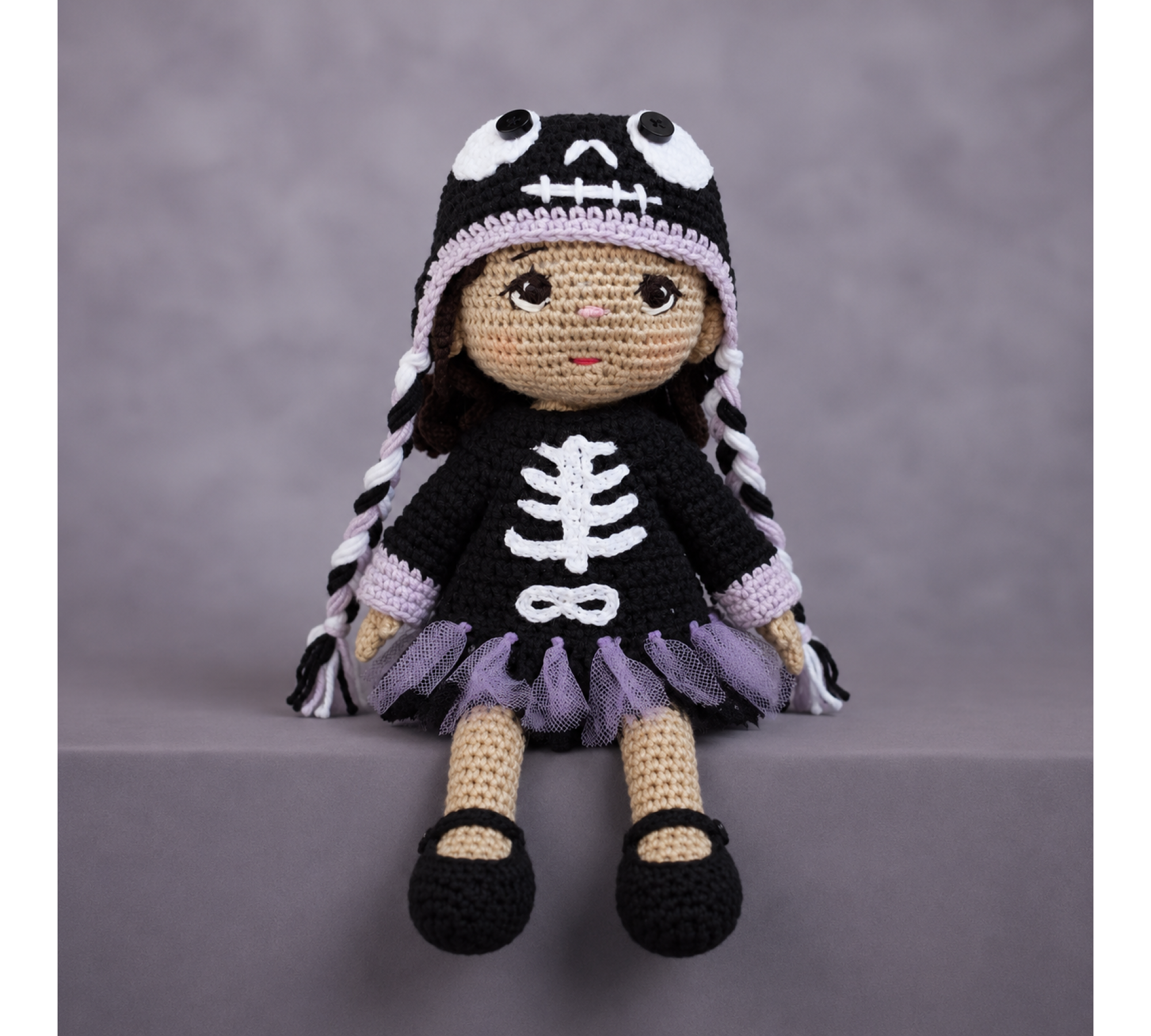 Halloween Crochet Doll Pattern PDF – Skeleton Ballerina Amigurumi