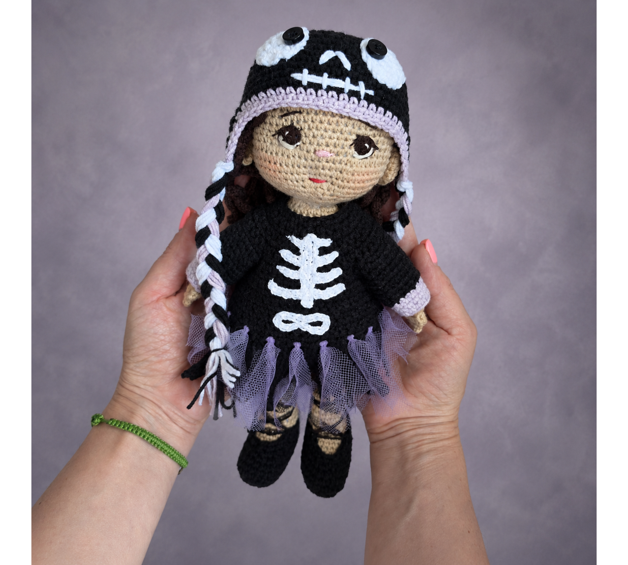 Halloween Crochet Doll Pattern PDF – Skeleton Ballerina Amigurumi