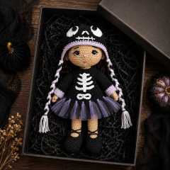 Halloween Crochet Doll Pattern PDF – Skeleton Ballerina Amigurumi
