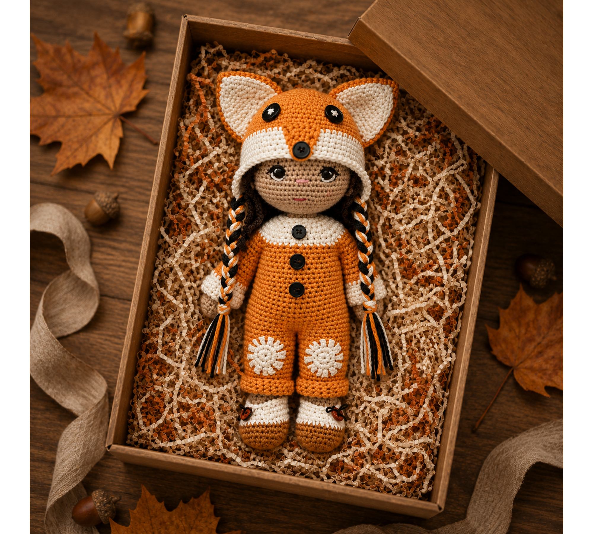 Auri Fox Crochet Pattern PDF – 9 Inch Amigurumi Doll with Fox Outfit Auri Fox Crochet Pattern PDF – 9 Inch Amigurumi Doll with Fox Outfit