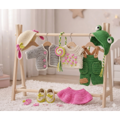 Crochet Doll Clothes Pattern PDF – Wardrobe for 8–9 Inch Auri Dolls