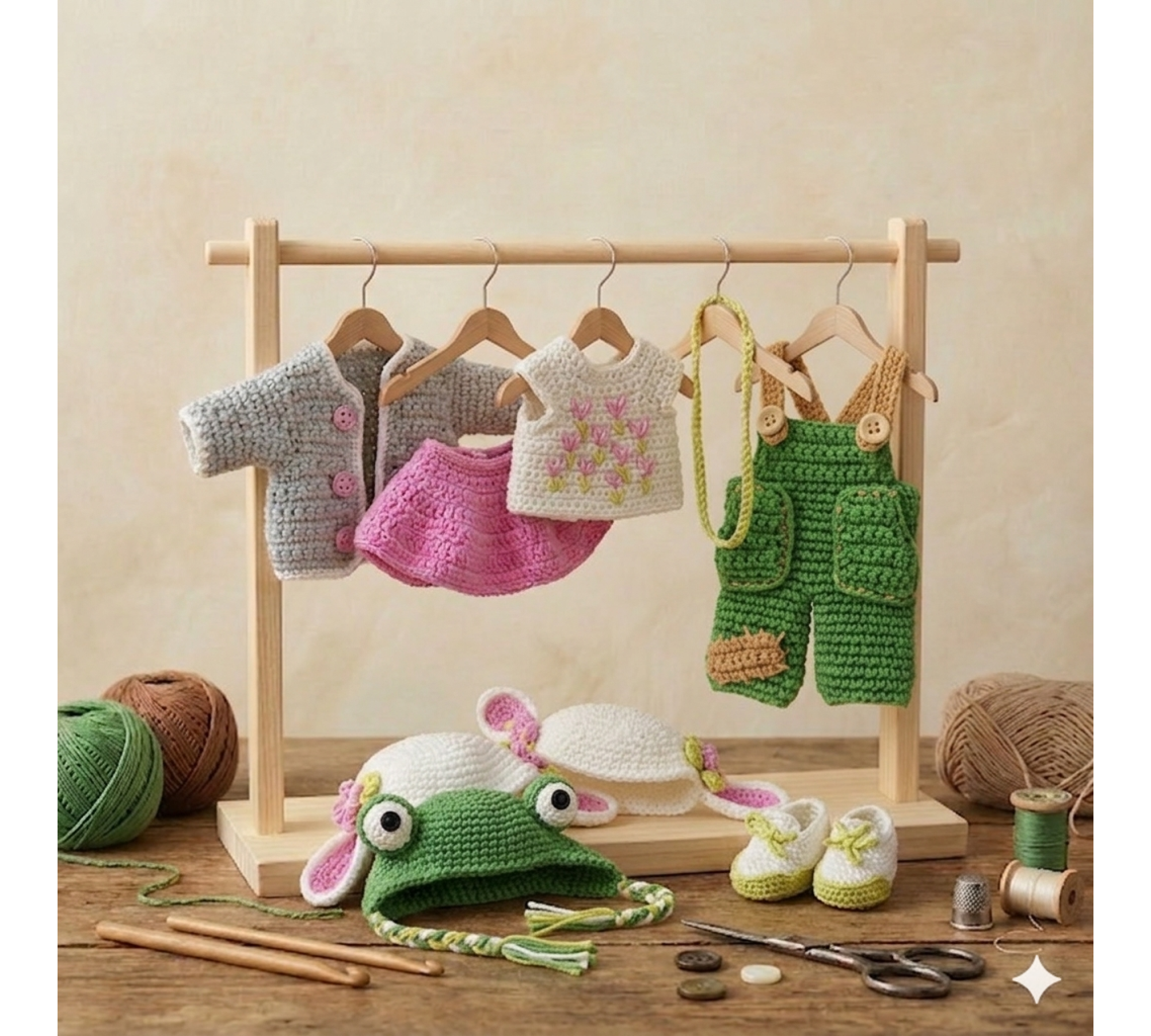 Crochet Doll Clothes Pattern PDF – Wardrobe for 8–9 Inch Auri Dolls