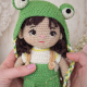 Auri Frog Hat Doll Crochet Pattern PDF – 9 Inch Amigurumi Doll