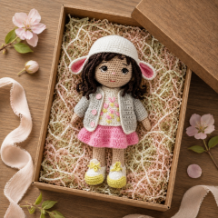 Auri Lamb Hat Doll Crochet Pattern PDF – 9 Inch Amigurumi Doll with Clothes