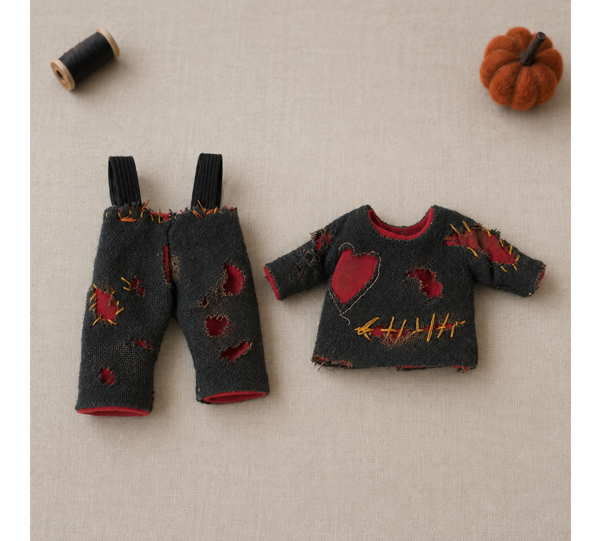 Halloween Doll Clothes Sewing Pattern PDF – Costumes for 6.5 & 4.5 Inch Toys