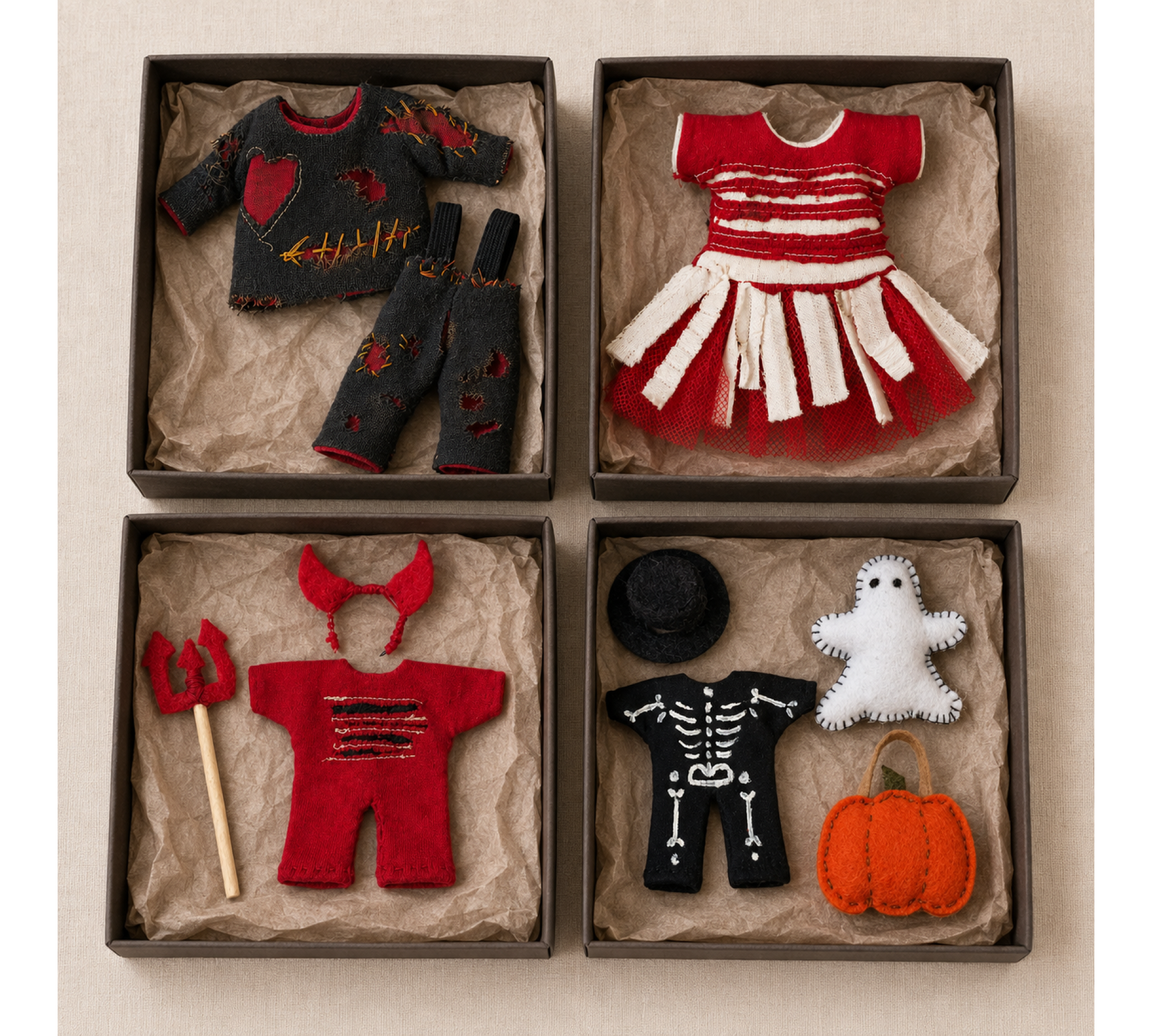 Halloween Doll Clothes Sewing Pattern PDF – Costumes for 6.5 & 4.5 Inch Toys