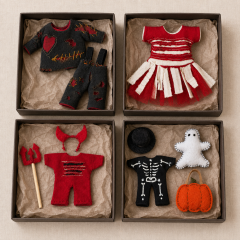 Halloween Doll Clothes Sewing Pattern PDF – Costumes for 6.5 & 4.5 Inch Toys
