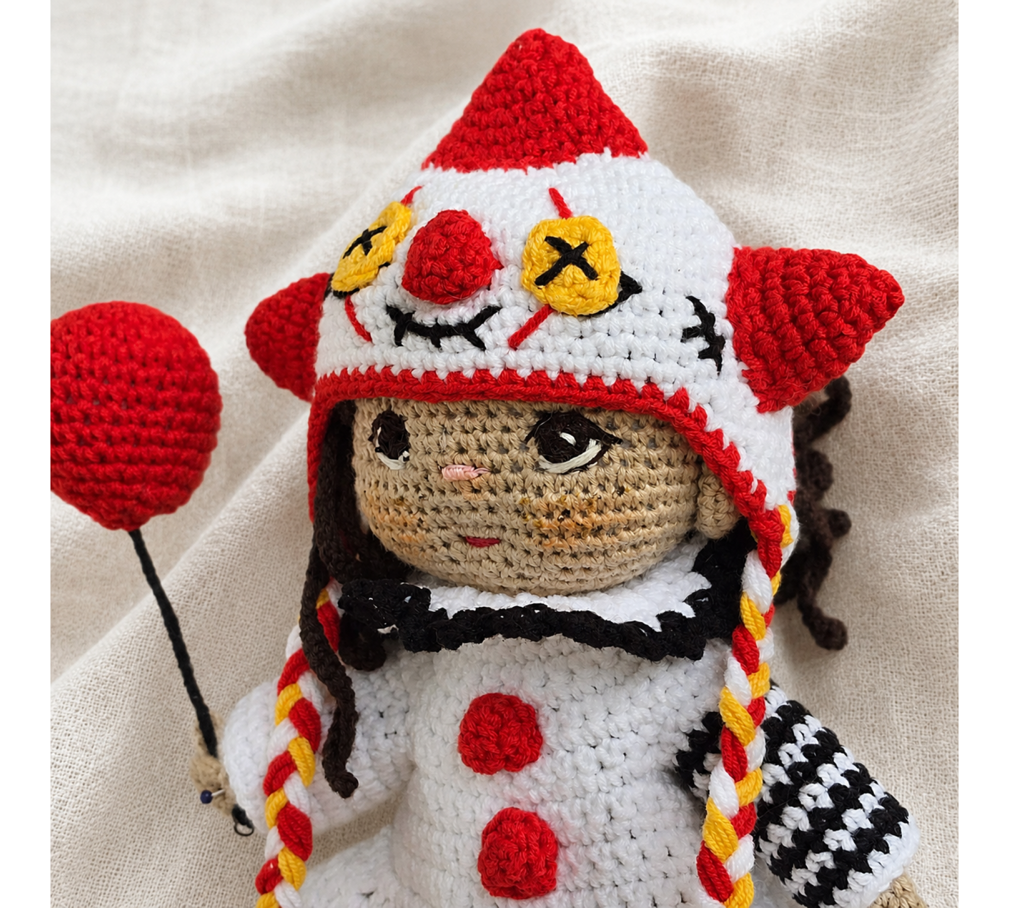 Halloween Clown Crochet Doll Pattern PDF – 9 Inch Auri Amigurumi Doll