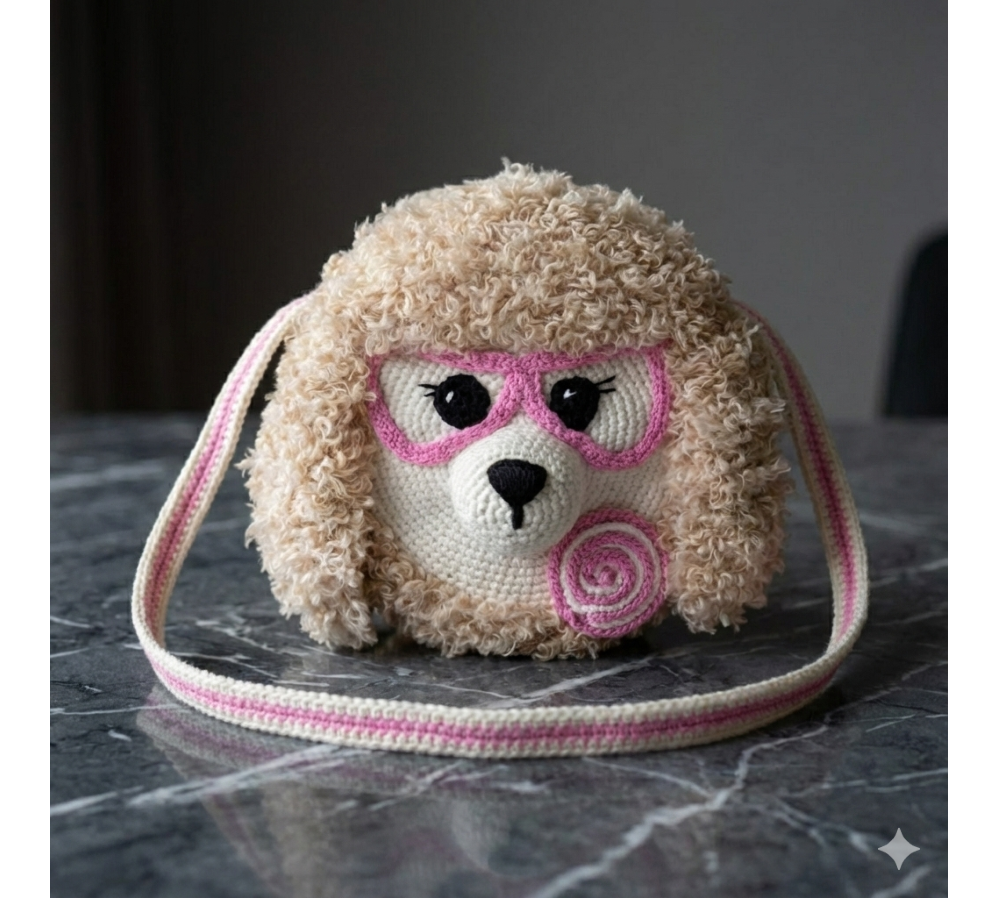 Crochet Puppy Bag Pattern PDF – Fluffy Dog Purse with Lollipop