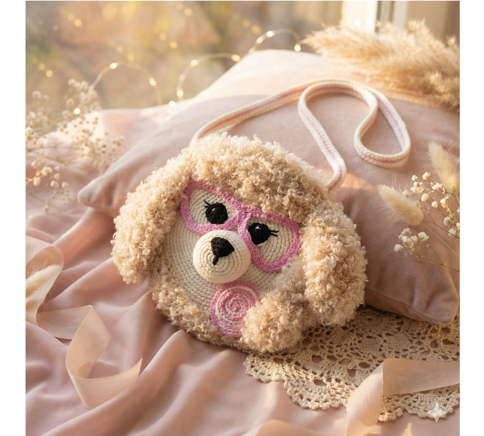 Crochet Puppy Bag Pattern PDF – Fluffy Dog Purse with Lollipop
