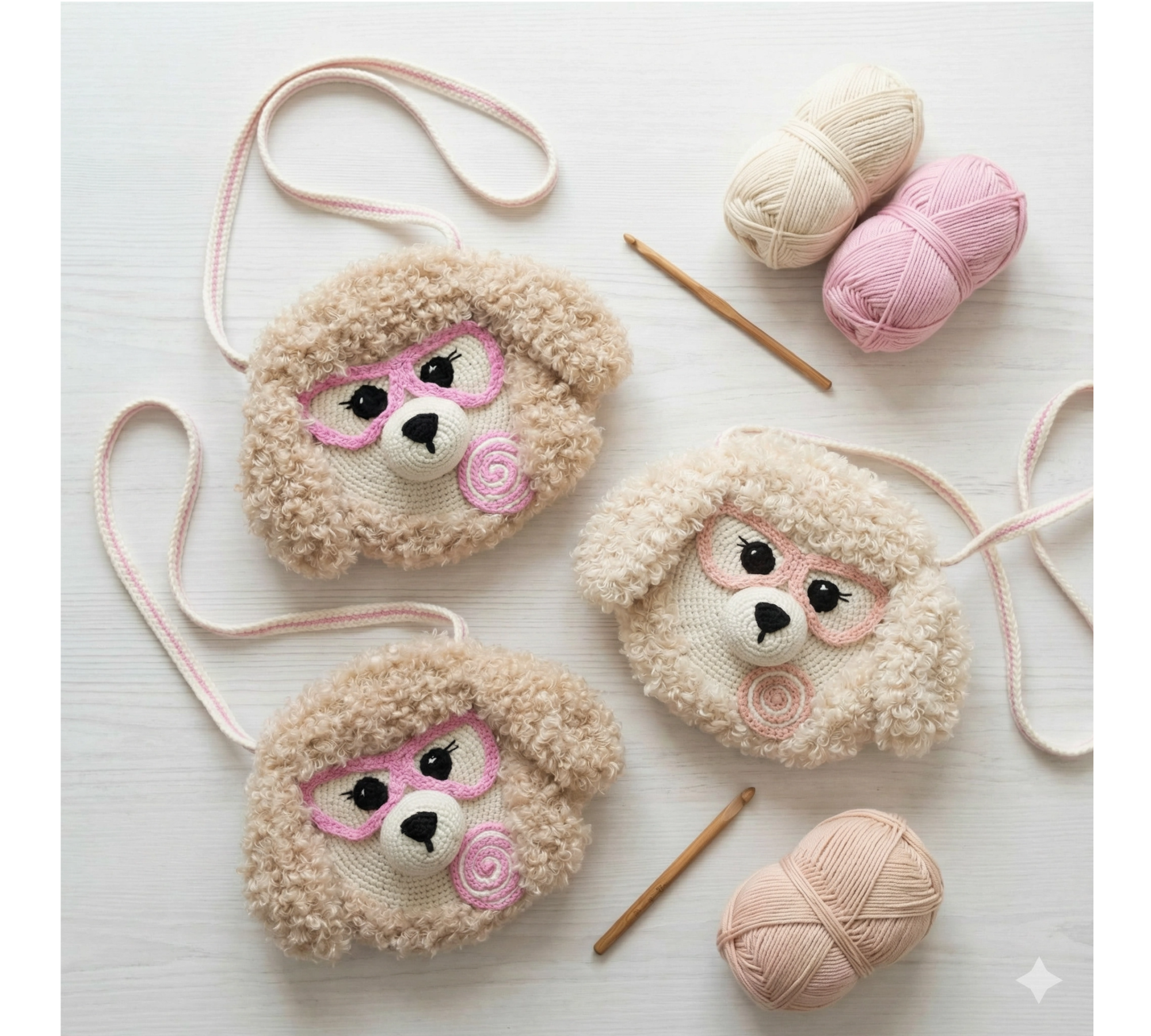 Crochet Puppy Bag Pattern PDF – Fluffy Dog Purse with Lollipop