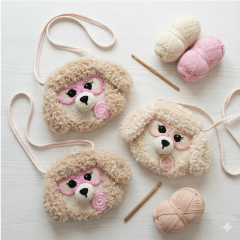 Crochet Puppy Bag Pattern PDF – Fluffy Dog Purse with Lollipop
