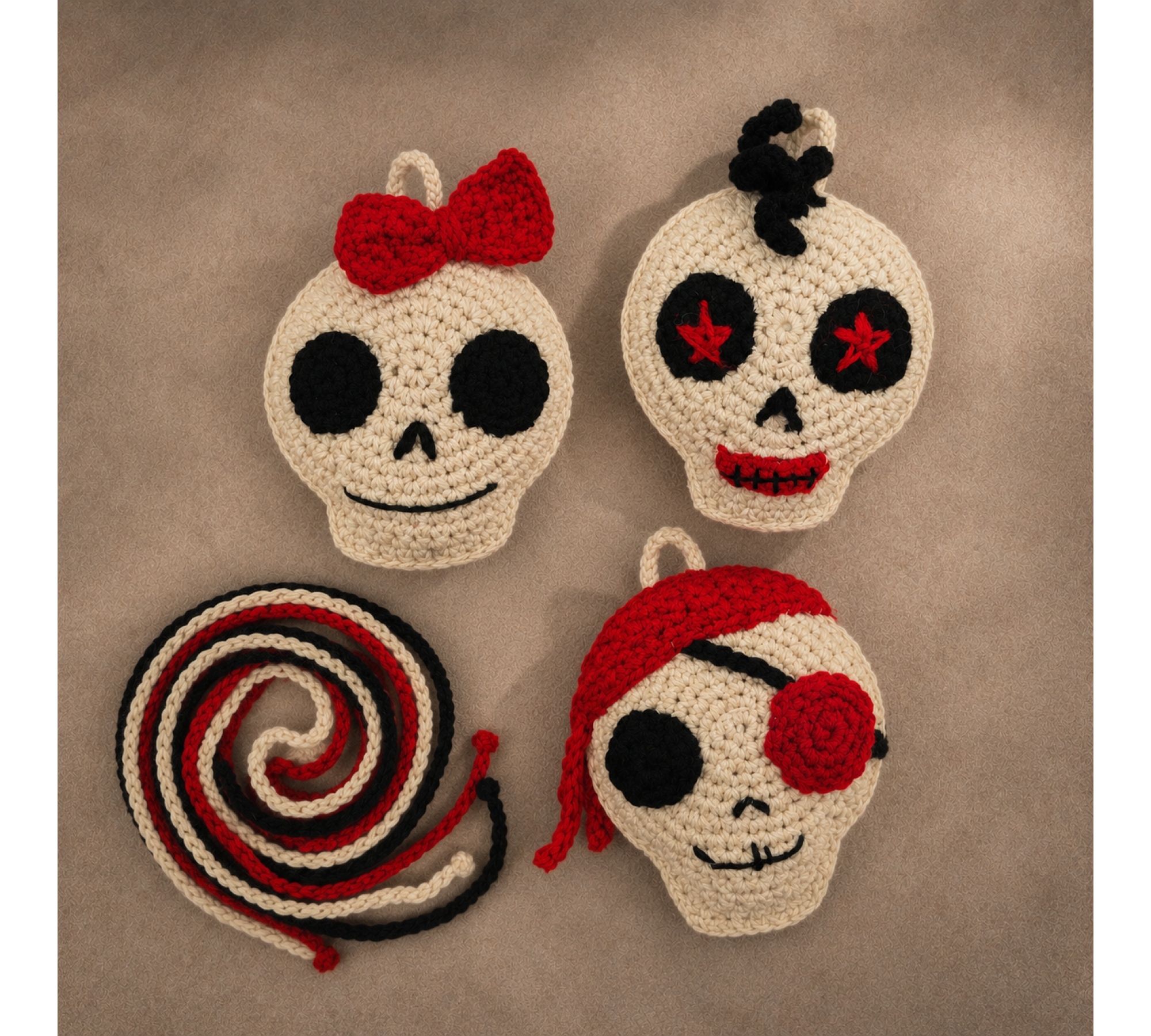 Crochet Skull Pattern PDF – 3 Halloween Amigurumi Skull Designs