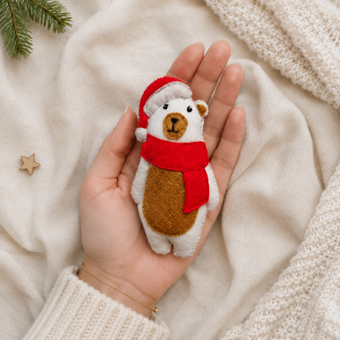 Felt Christmas Bear Sewing Pattern PDF – Santa Bear Ornament Felt Christmas Bear Sewing Pattern PDF – Santa Bear Ornament