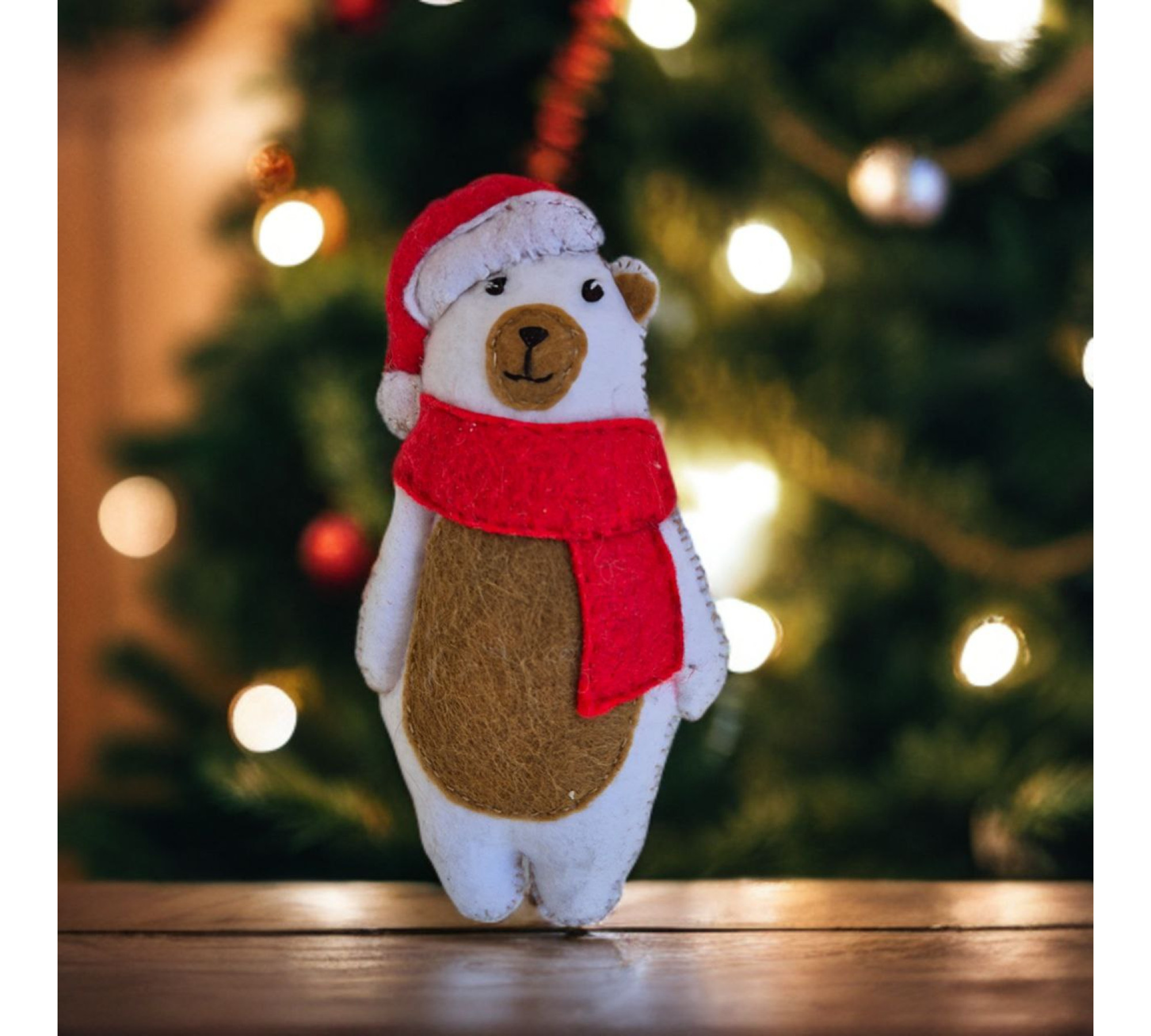Felt Christmas Bear Sewing Pattern PDF – Santa Bear Ornament
