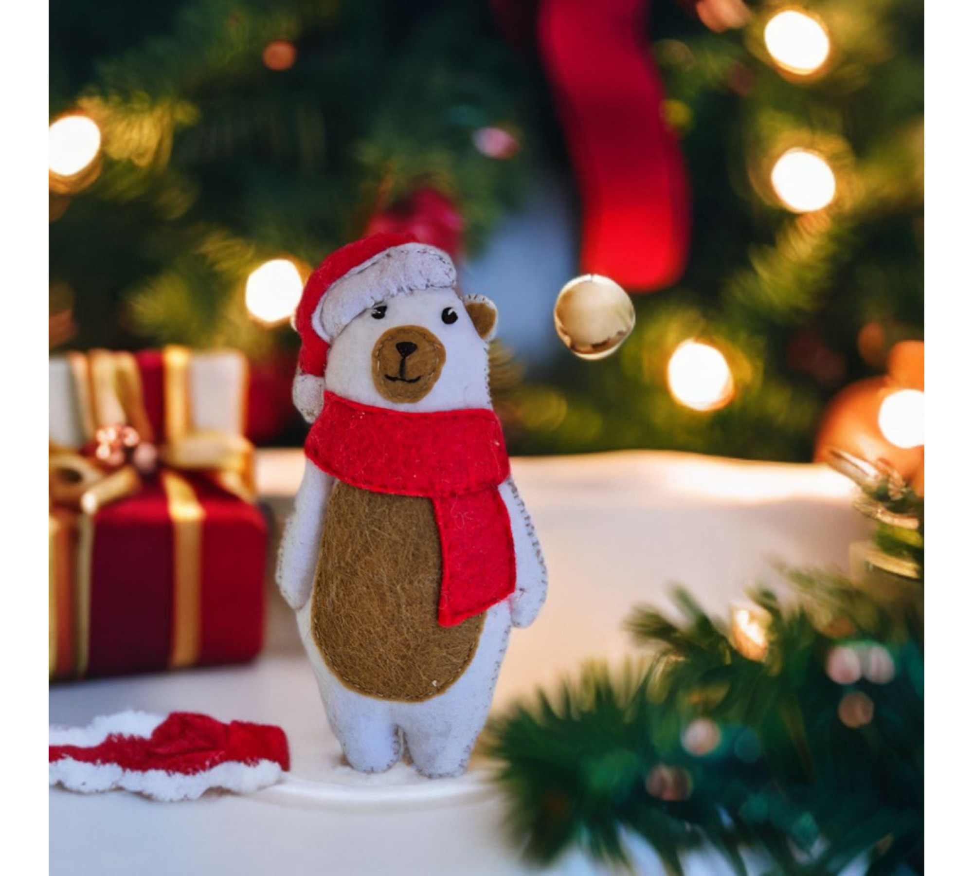 Felt Christmas Bear Sewing Pattern PDF – Santa Bear Ornament