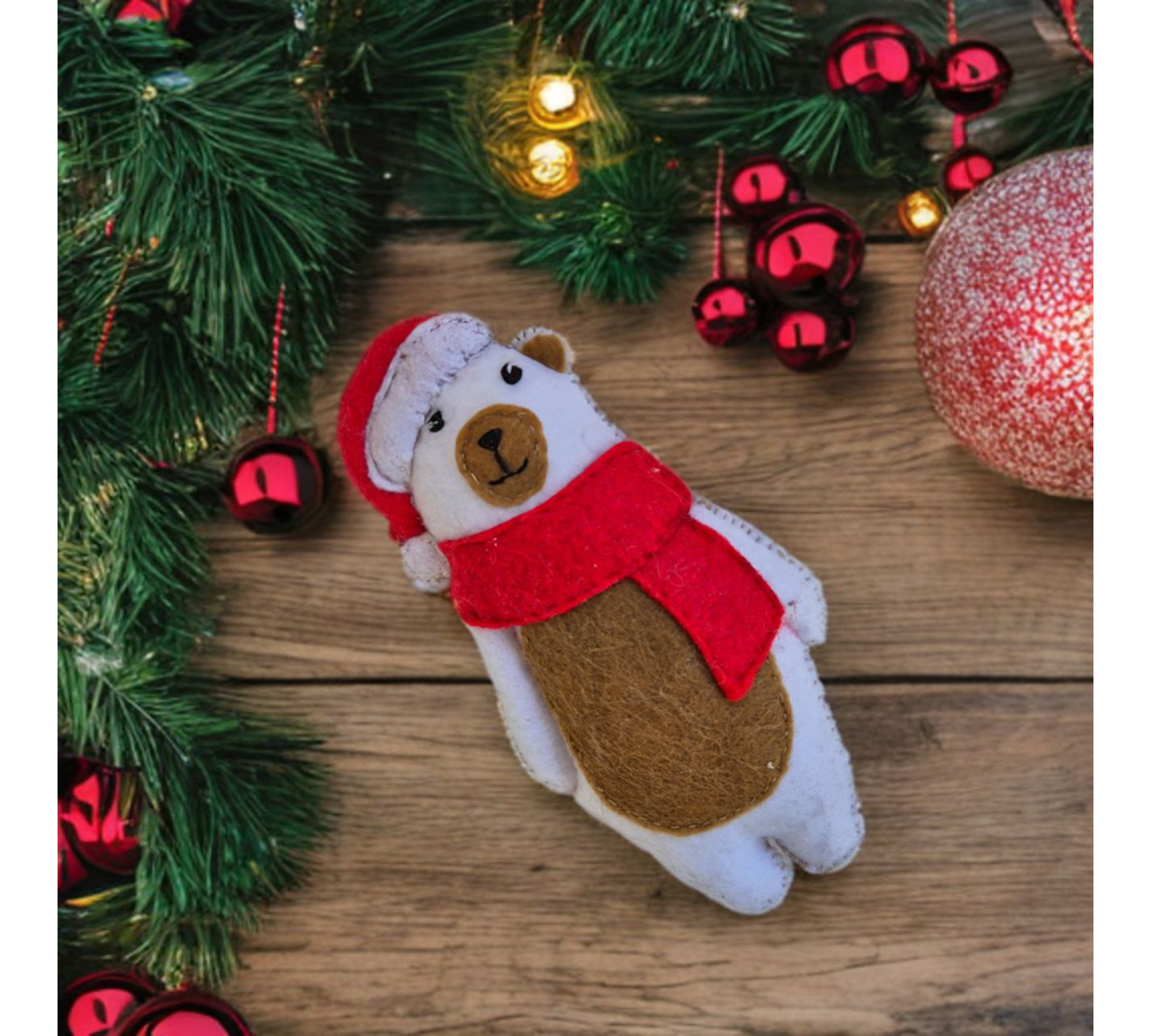 Felt Christmas Bear Sewing Pattern PDF – Santa Bear Ornament
