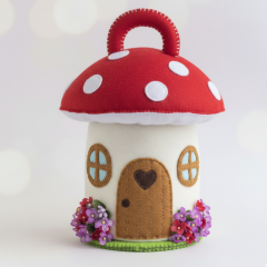 Mushroom Dollhouse Sewing Pattern PDF – Felt Fairy House with Doll and Furniture