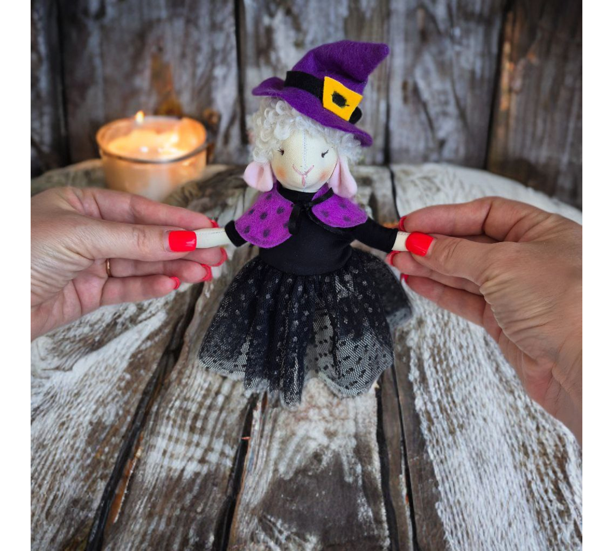 Lamb Sewing Pattern PDF – Halloween Witch Doll with Dress, Cape and Hat